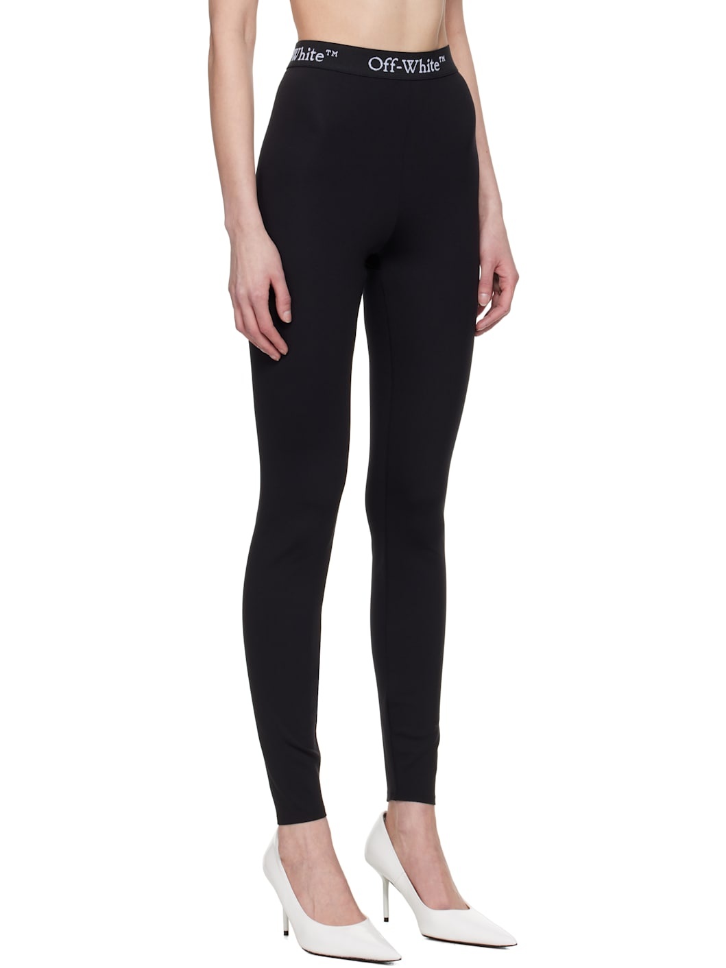 Black Logo Band Sport Leggings - 2