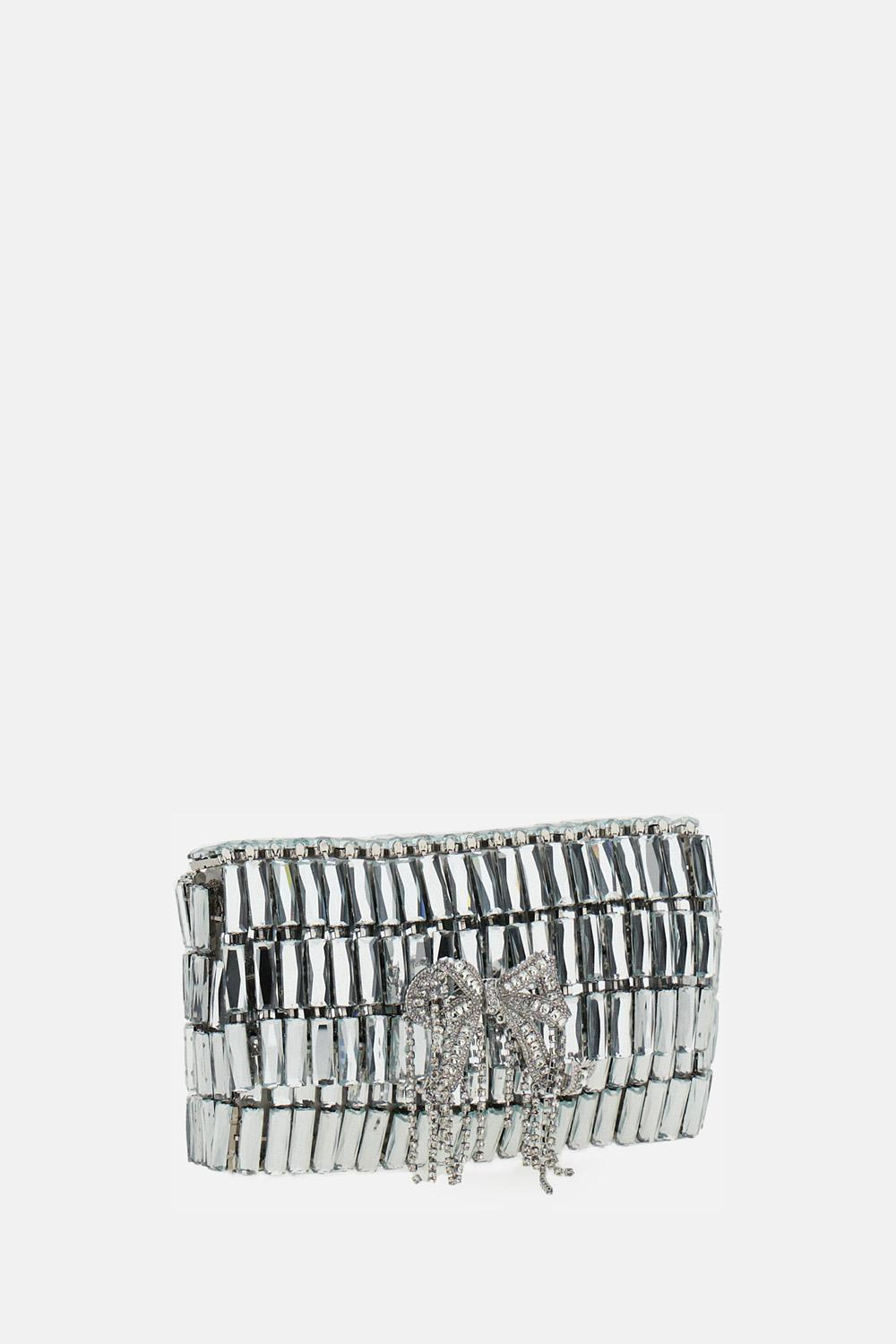 SILVER CRYSTAL BOW MINI SHOULDER BAG - 2