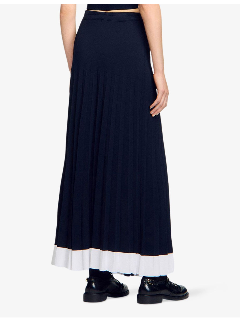 Contrast-Hem Button-Down Knitted Maxi Skirt - 4