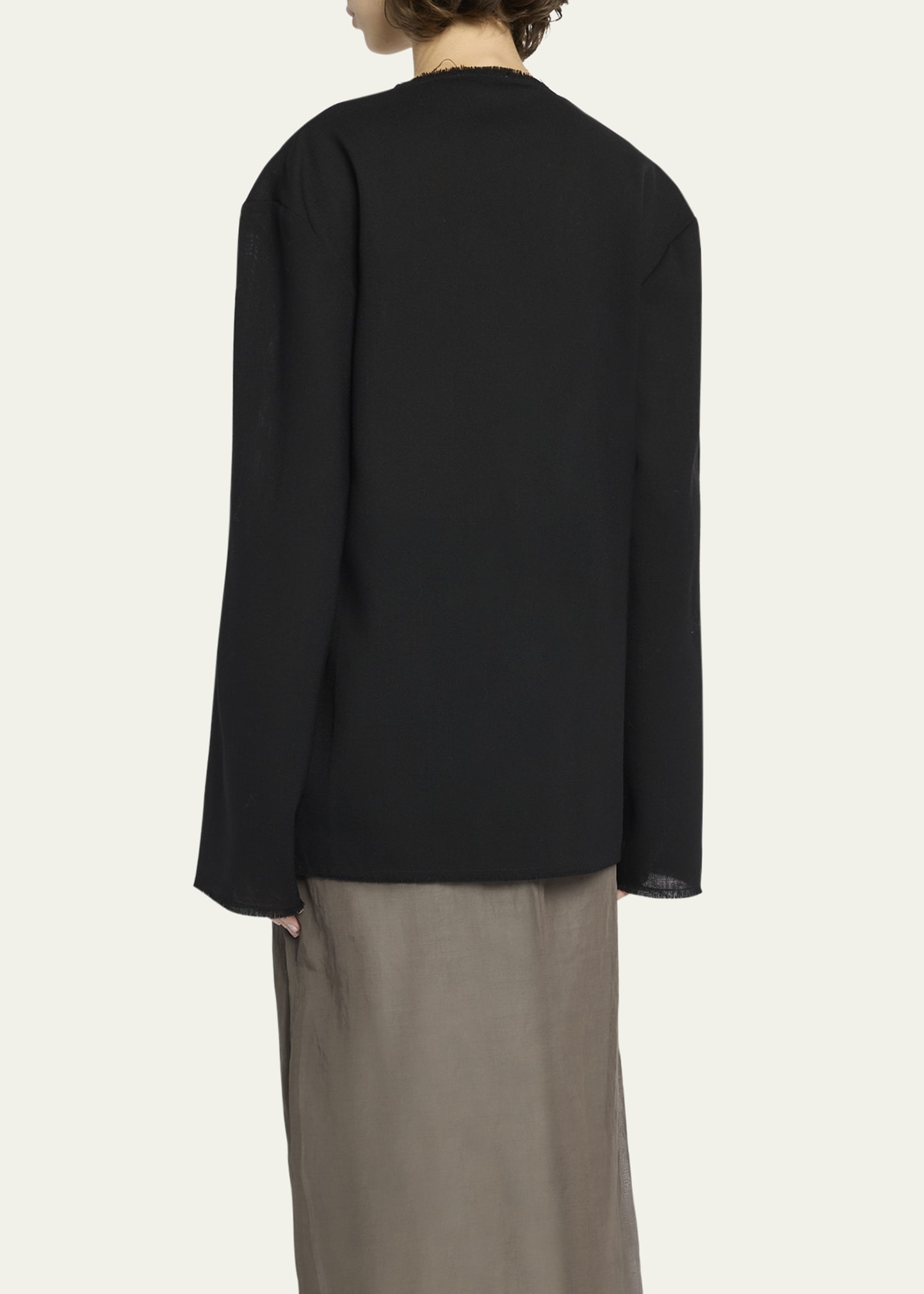 Cattaleya Raw-Edge Long-Sleeve Wool Top - 3