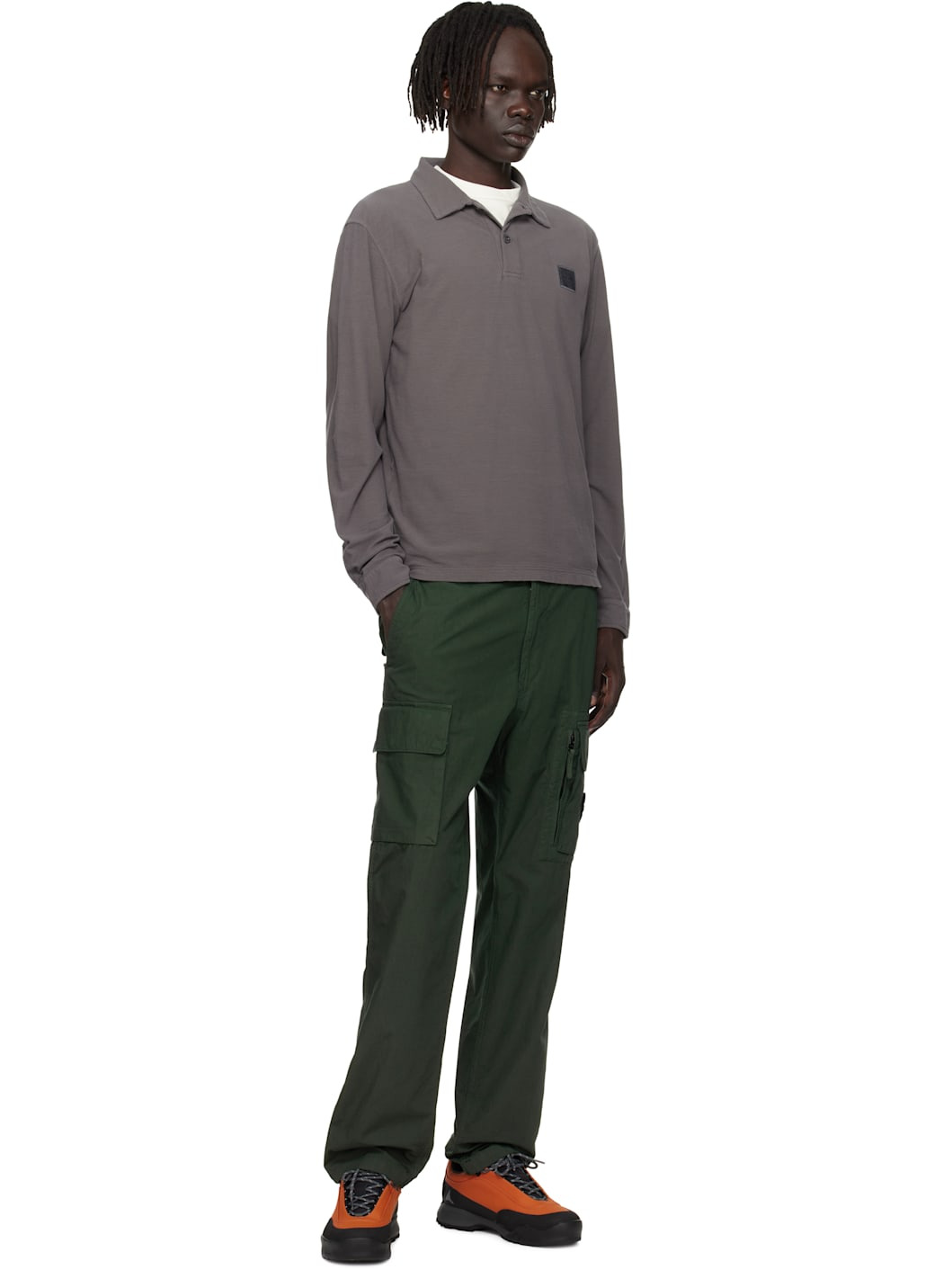 Gray 2200011 Long Sleeve Cotton Jersey Polo - 4