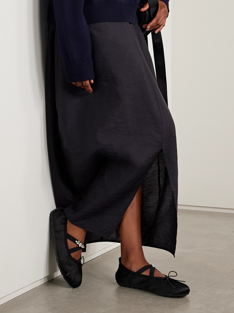 Simone Rocha Faux Pearl-embellished Pleated Shell Ballet Flats outlook