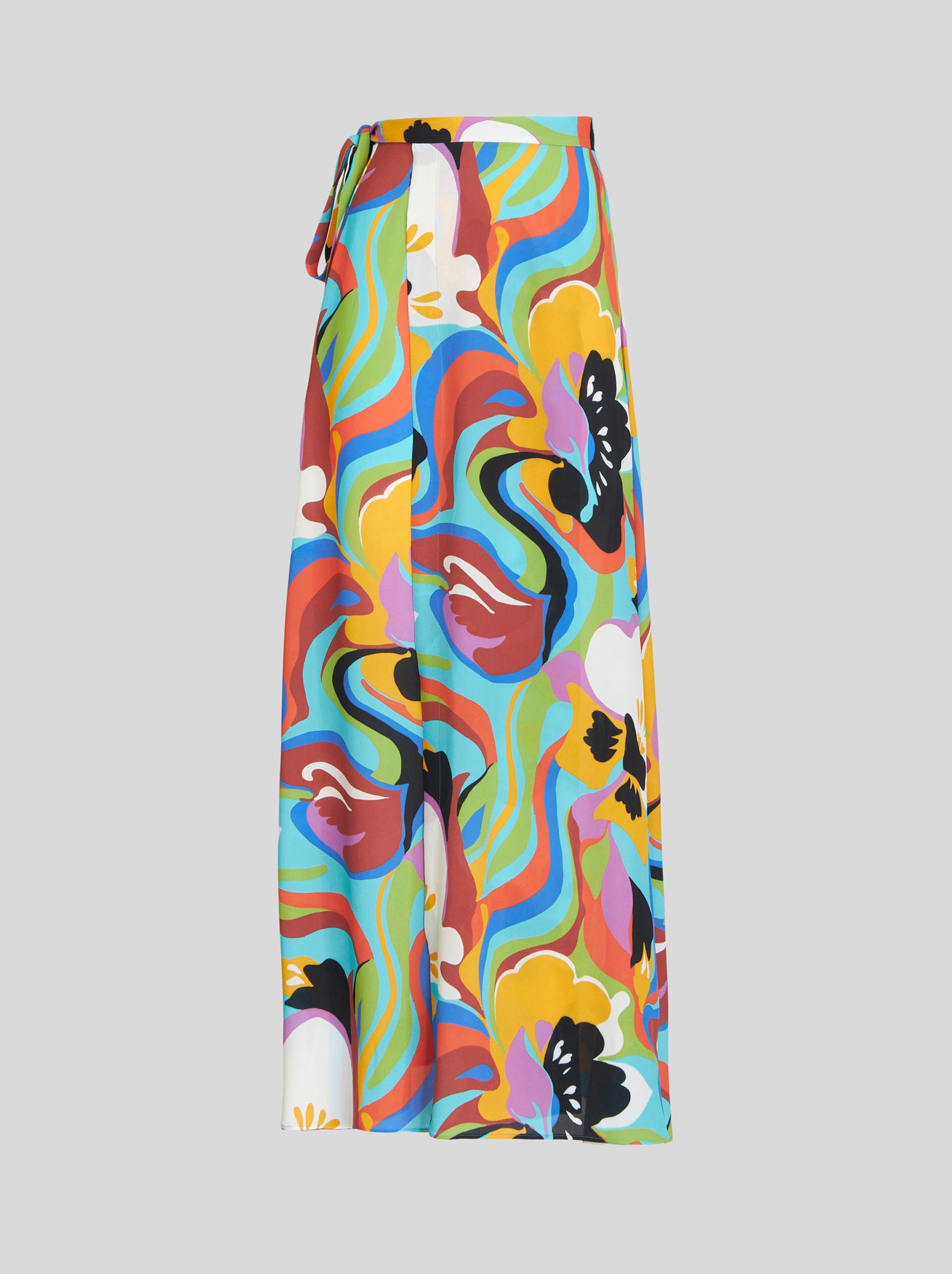 LONG WRAP SKIRT WITH FLORAL WAVES - 1