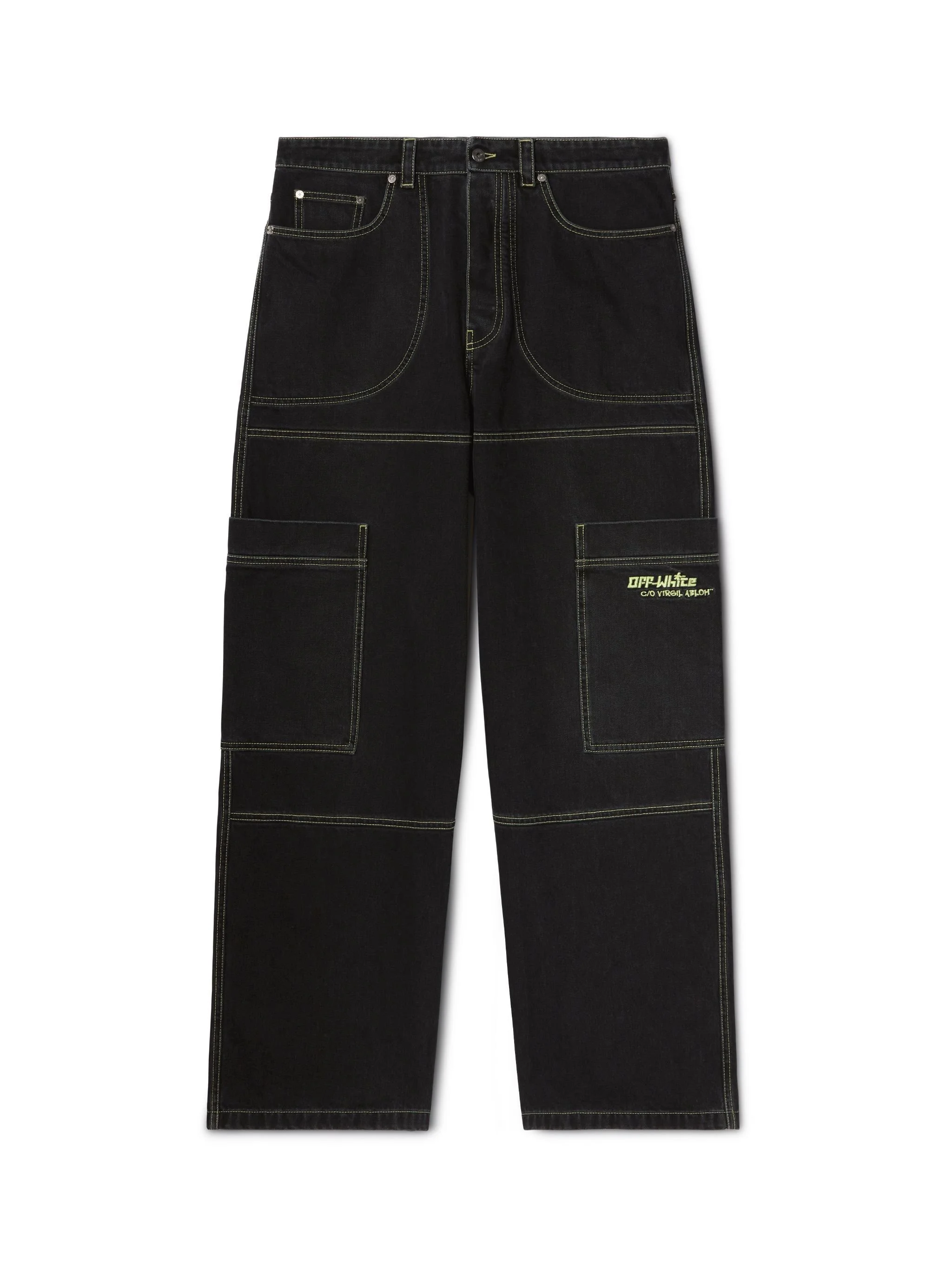 Black Irregular Cargo Jeans - 1