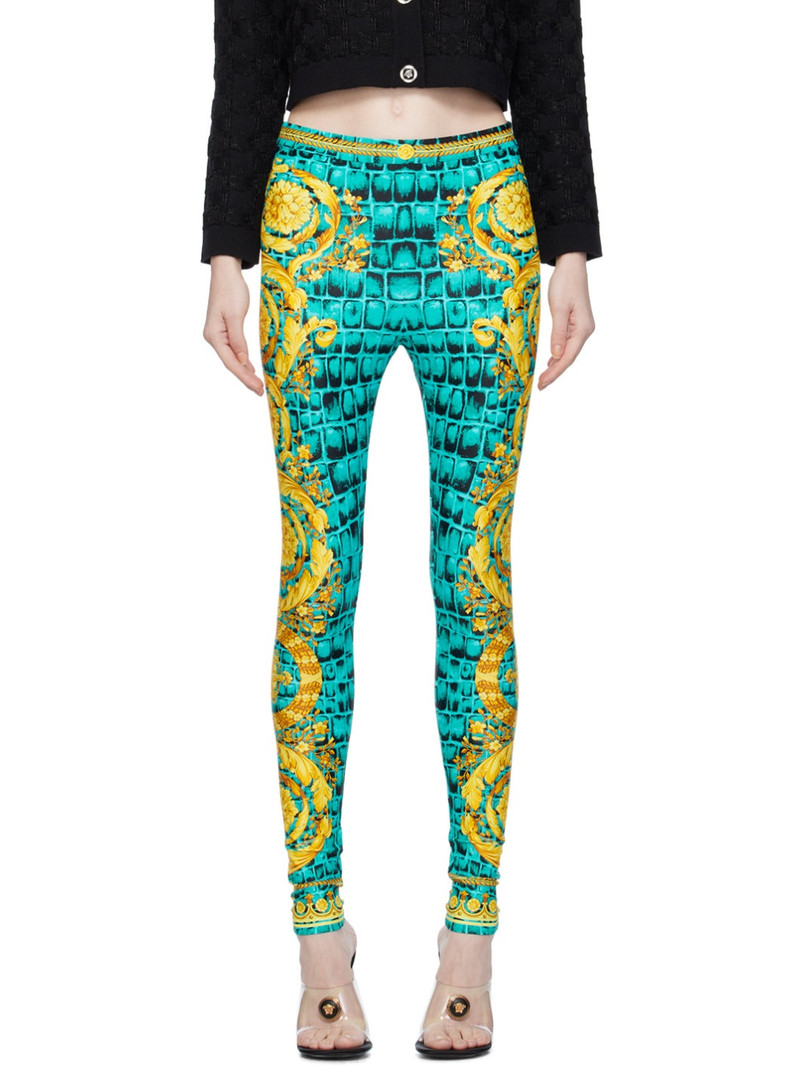 Barocco-print slip-on leggings 1