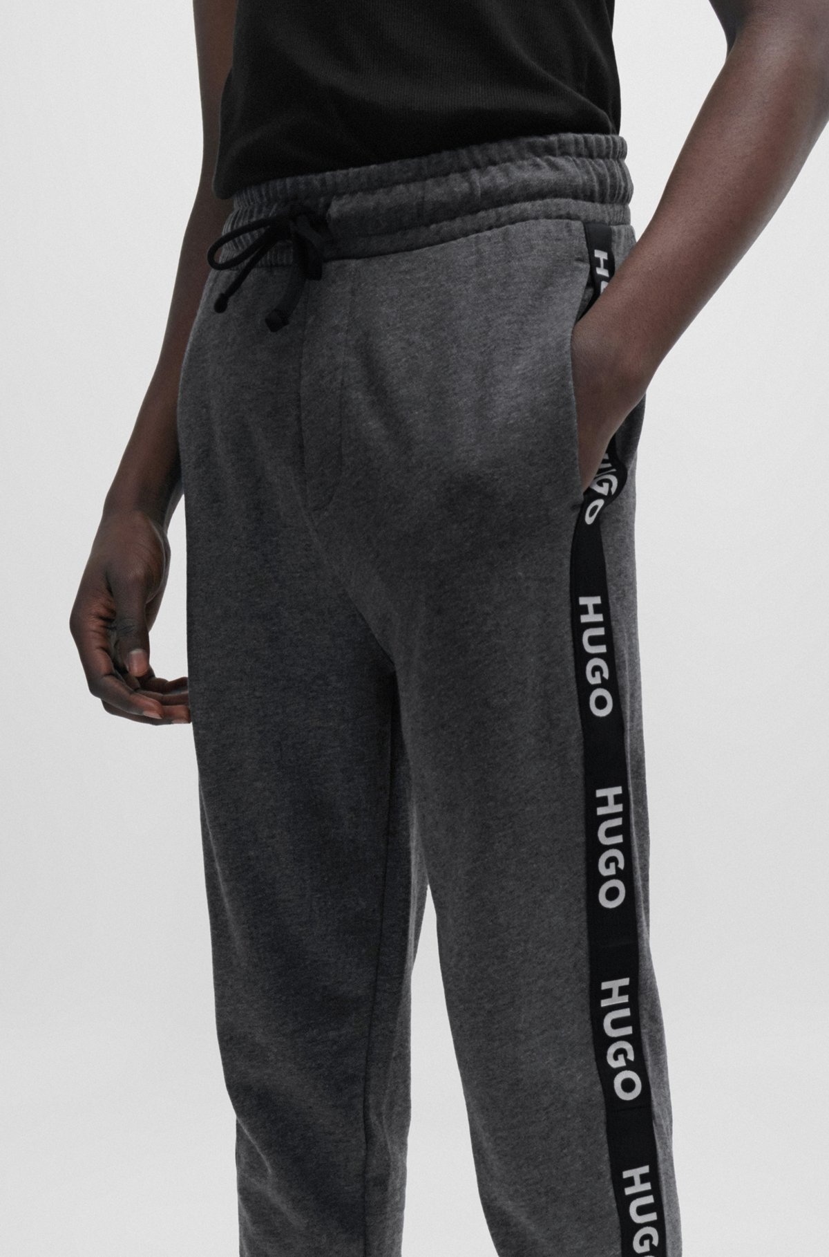 CUFFED TRACKSUIT BOTTOMS IN WITH LOGO TAPE - 5
