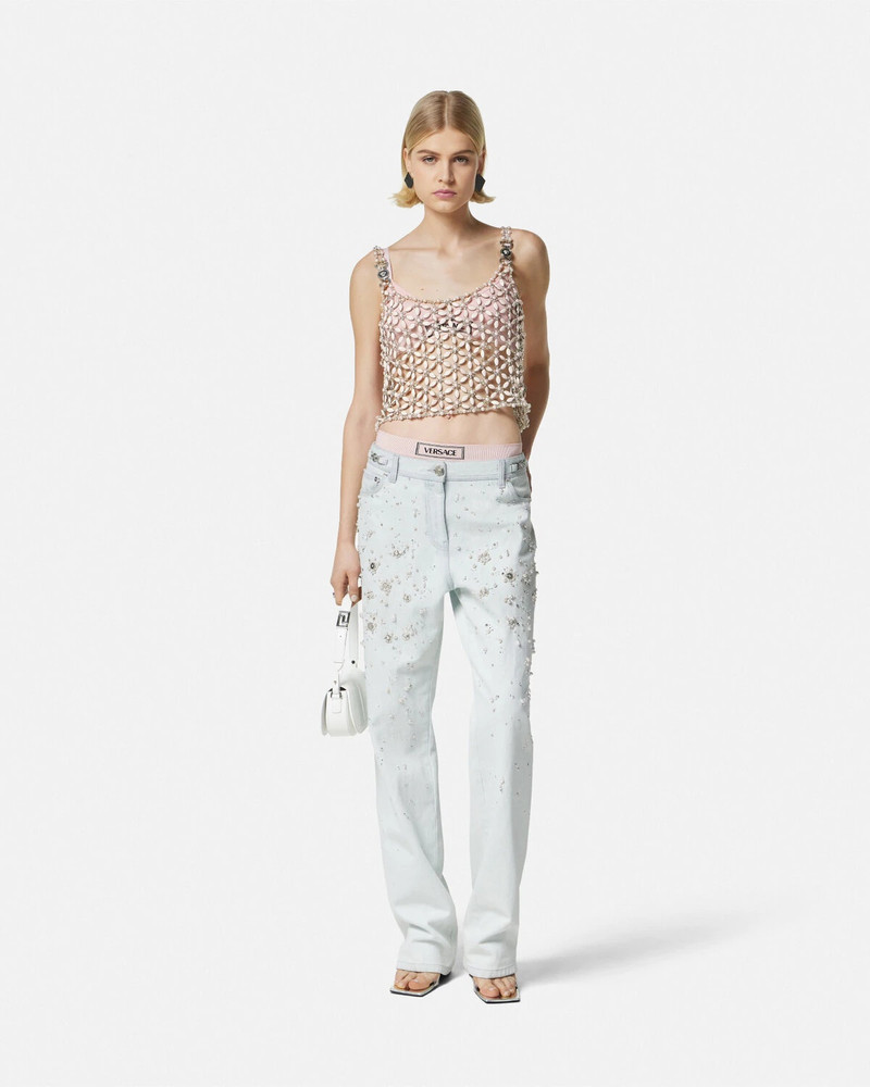 VERSACE Embellished Boyfriend Jeans outlook