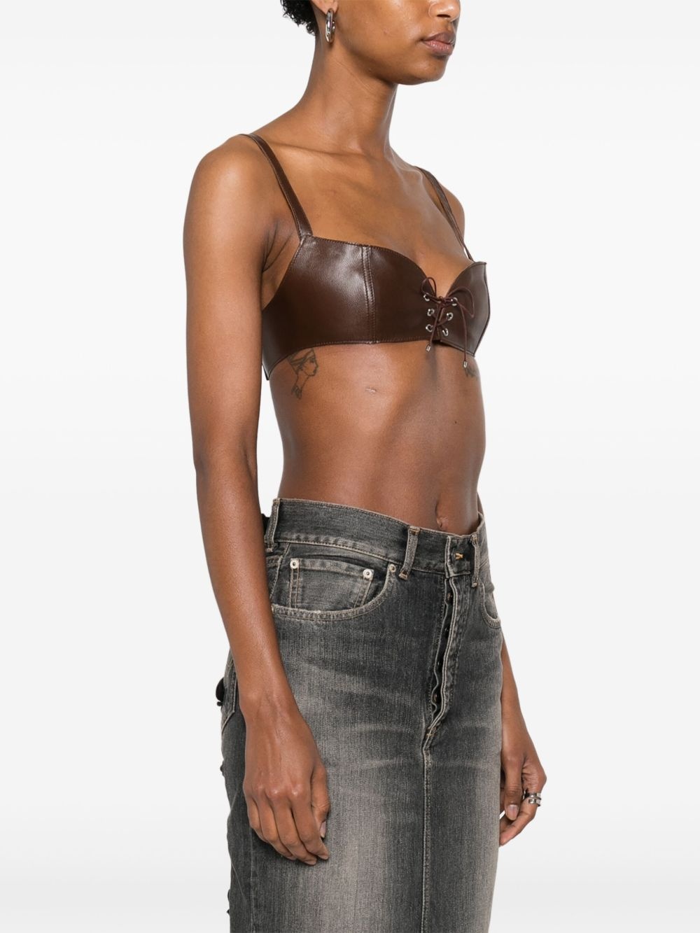 leather crop top - 3