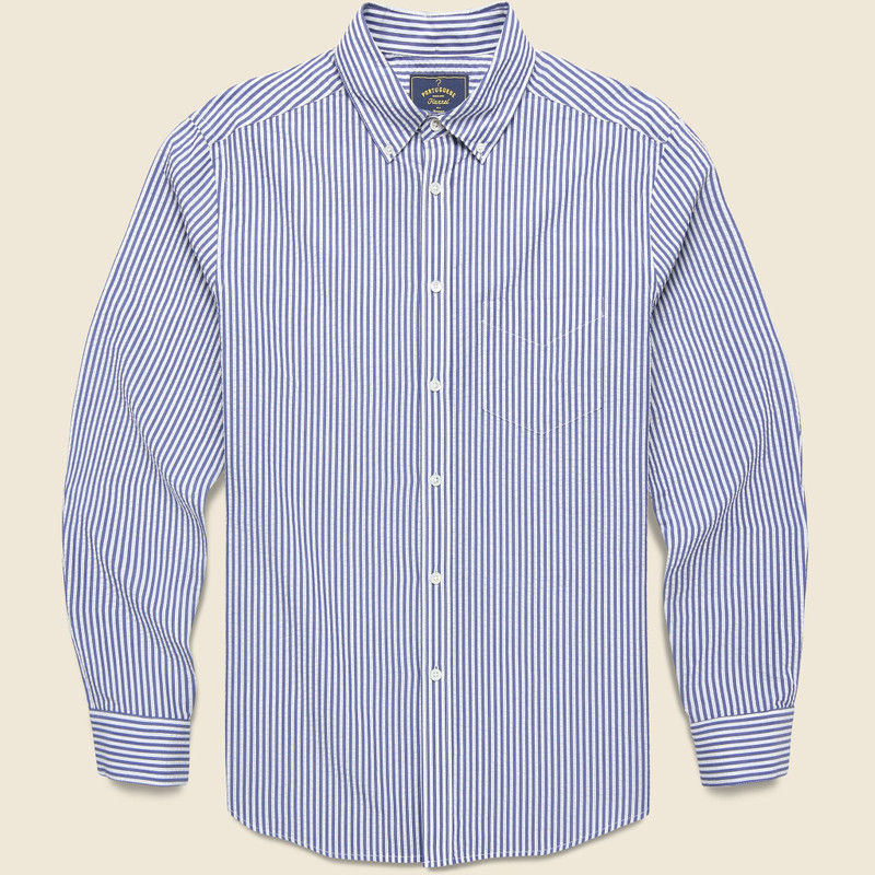 Pacifico Seersucker Shirt - Blue Stripe 1