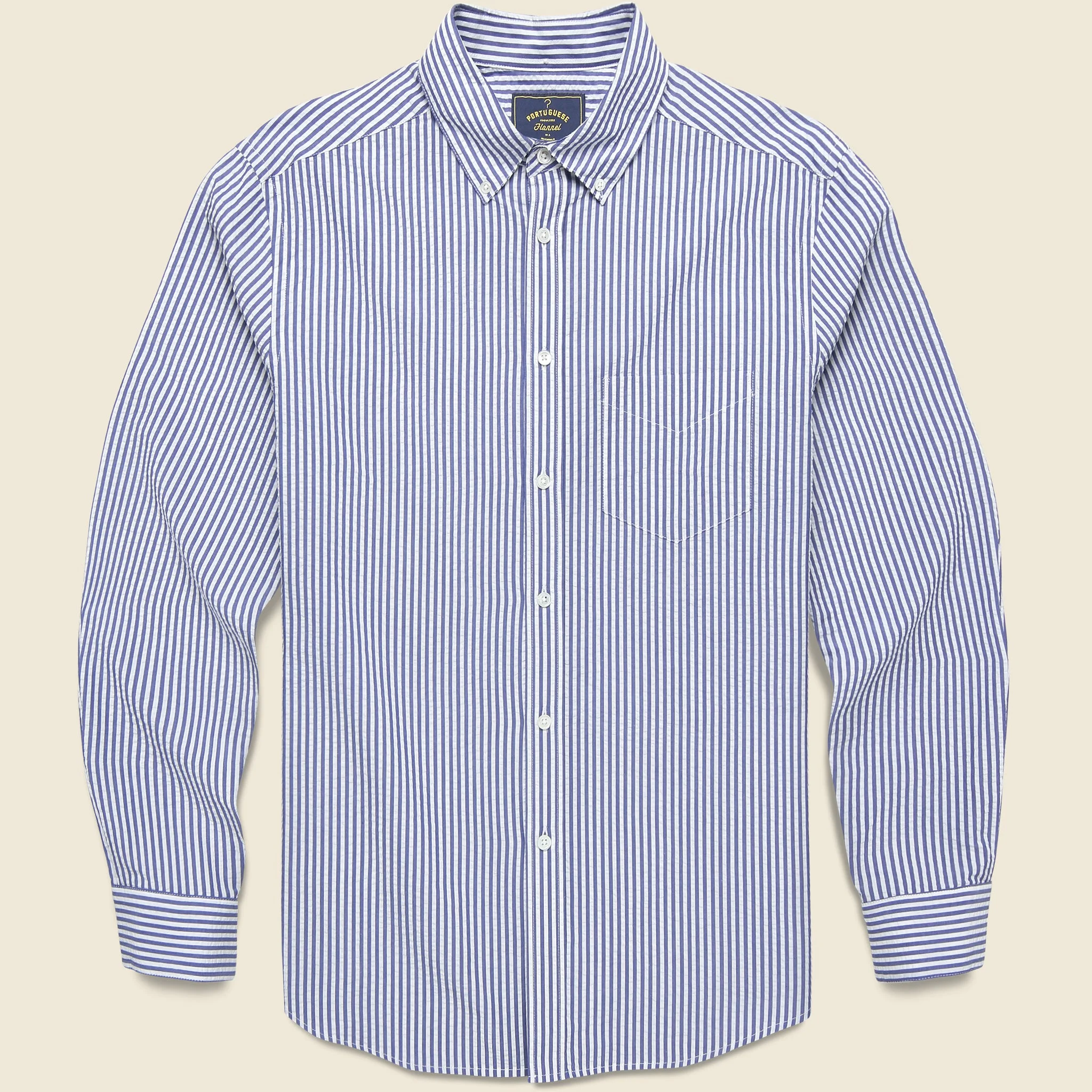 Pacifico Seersucker Shirt - Blue Stripe - 1