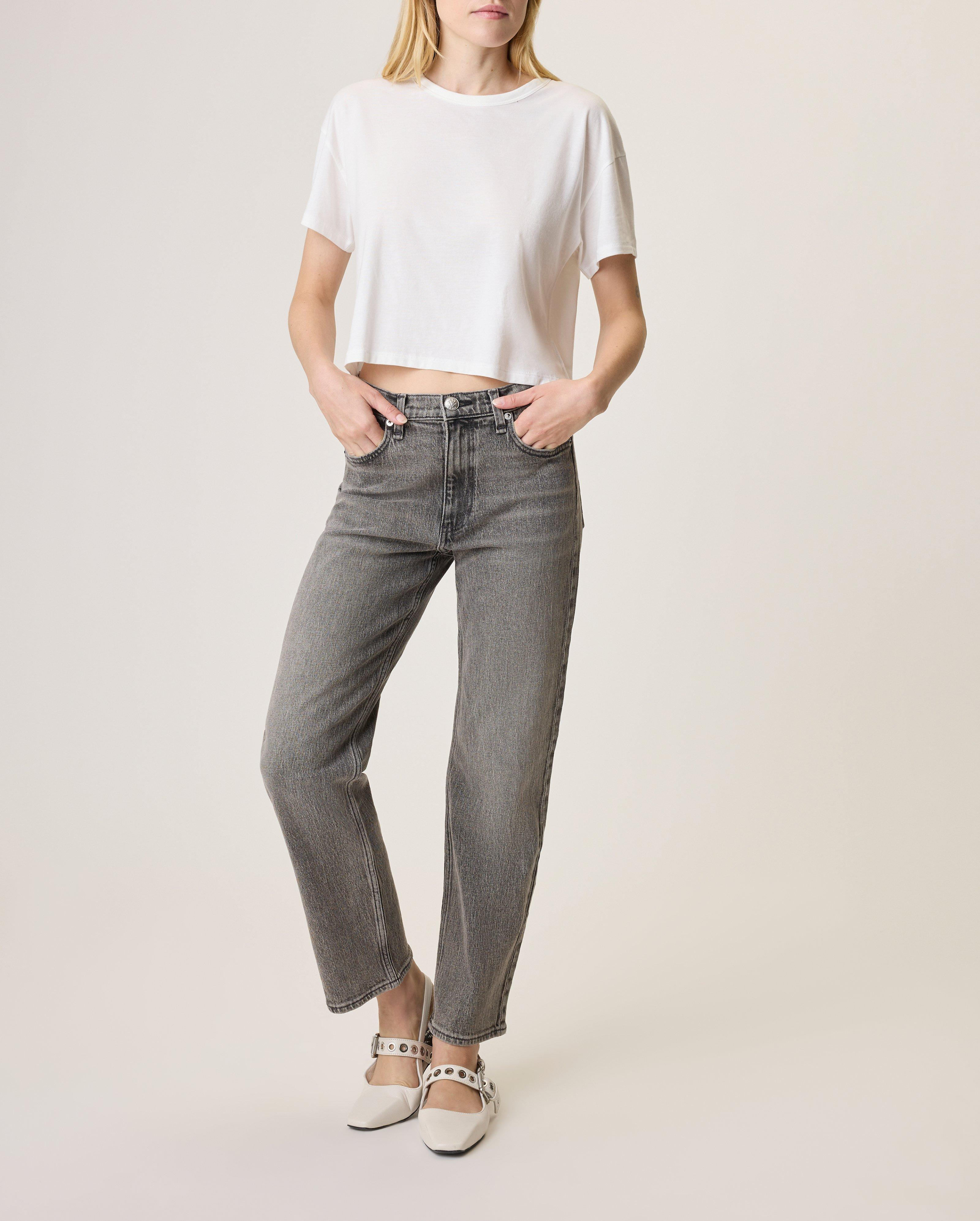 Hattie Ankle Straight Jeans
Vintage Stretch Denim in Grey - 1