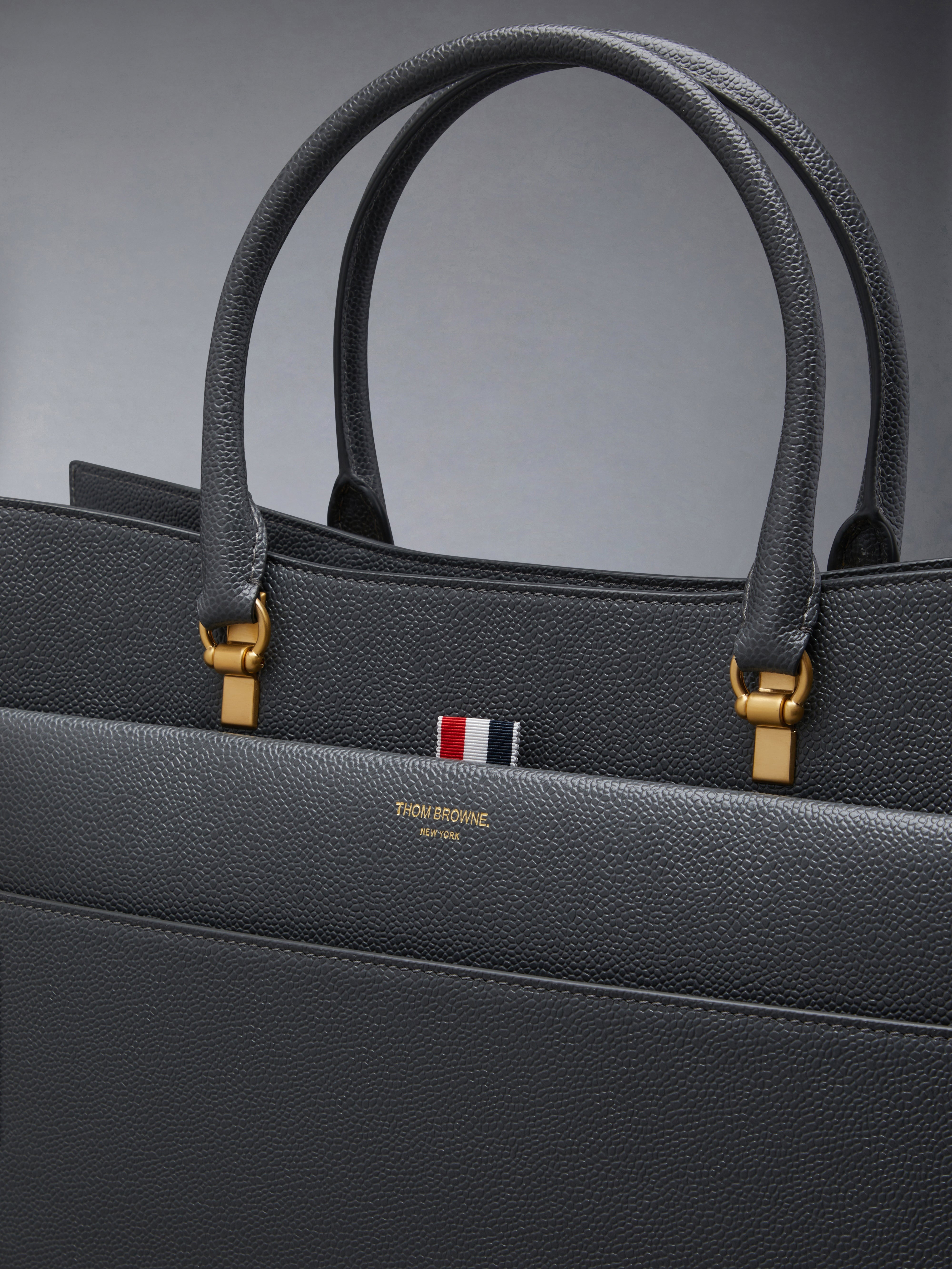 Pebble Grain Leather Large Duet Tote - 6