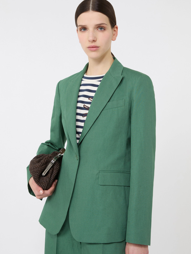 ORCHE Linen and cotton canvas blazer - GREEN 5