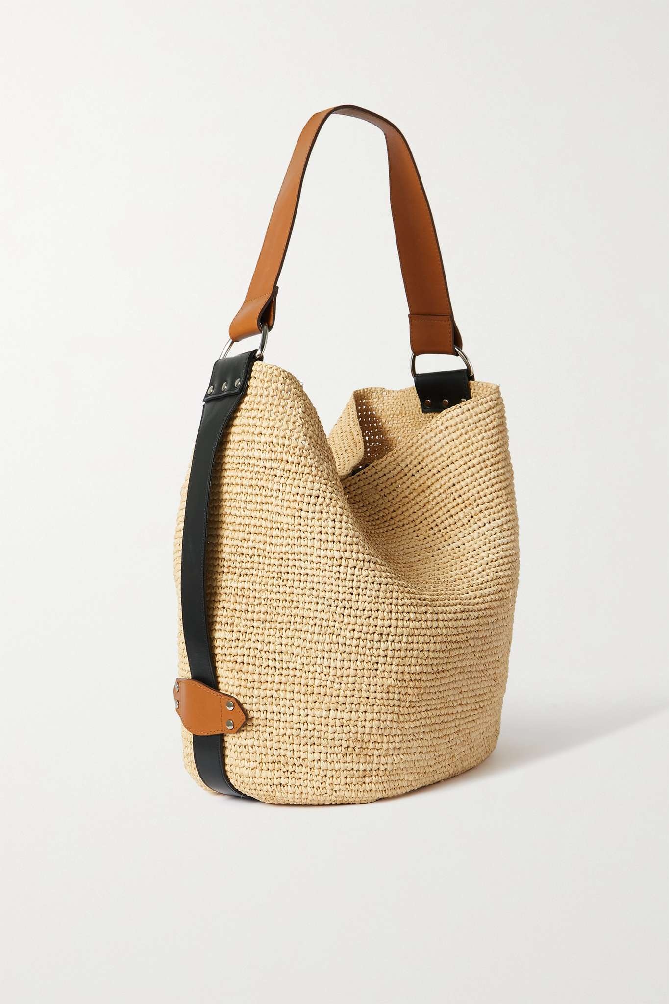 Bayia leather-trimmed raffia tote - 1