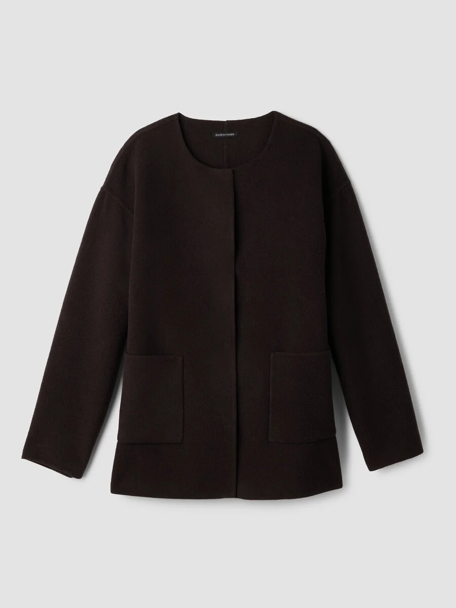 Doubleface Wool Cloud Round Neck Coat - 1