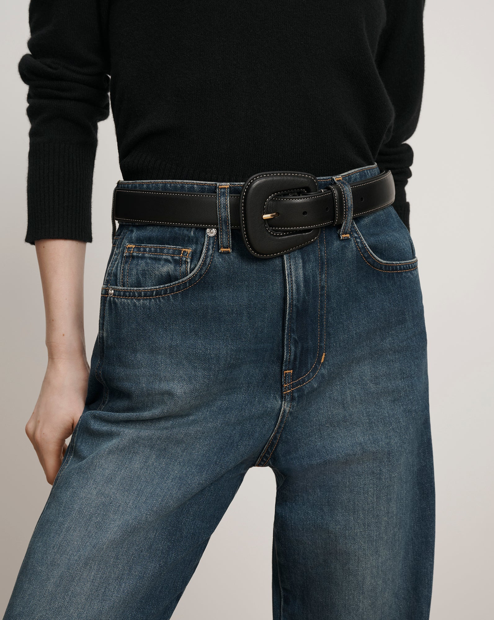 ELSY LEATHER-BUCKLE BELT - 2
