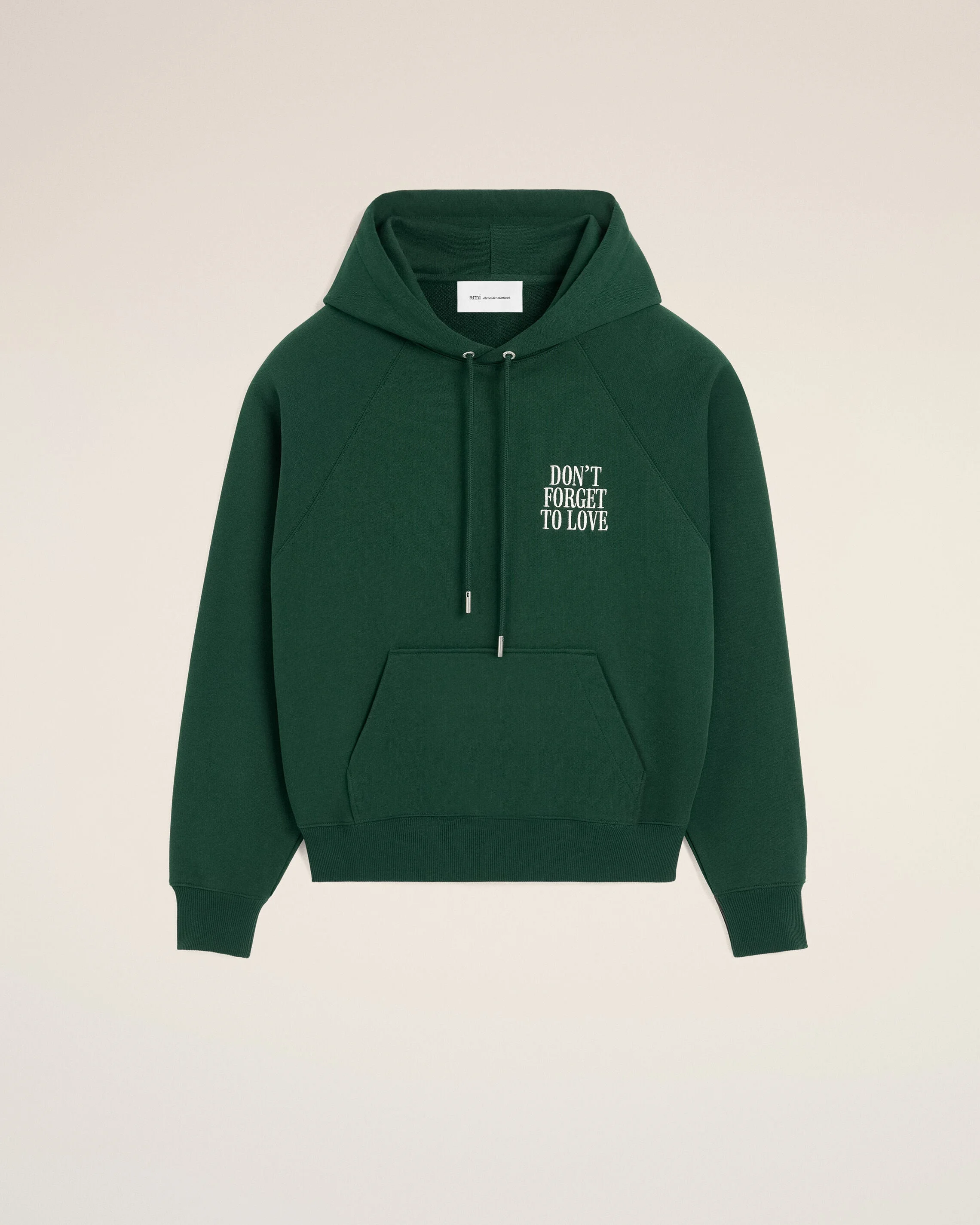 GREEN COTTON "DON'T FORGET TO LOVE" HOODIE - 1