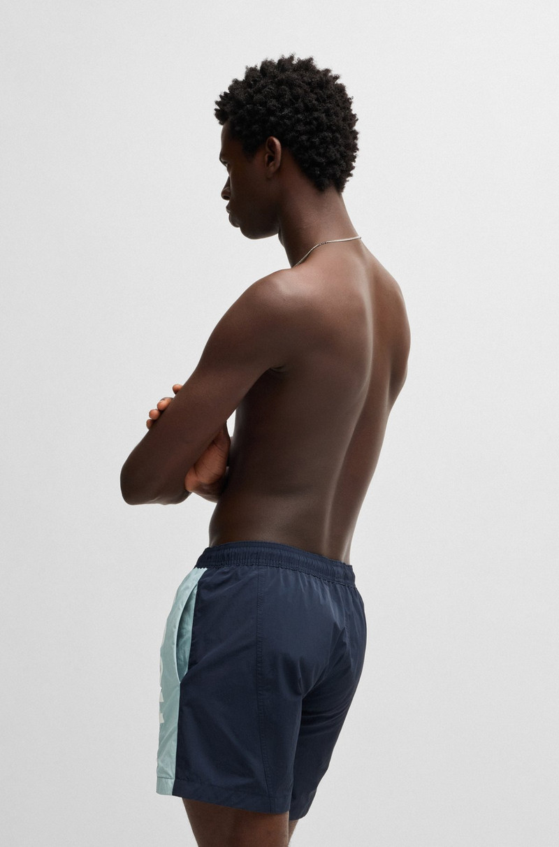 HUGO COLOR-BLOCKED SWIM SHORTS WITH TWO-TONE LOGO outlook