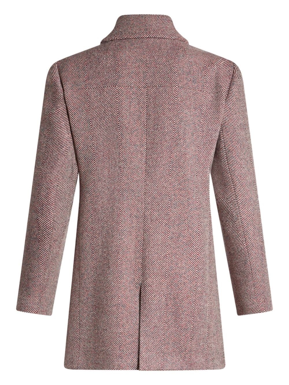 herringbone-pattern double-breasted coat - 6