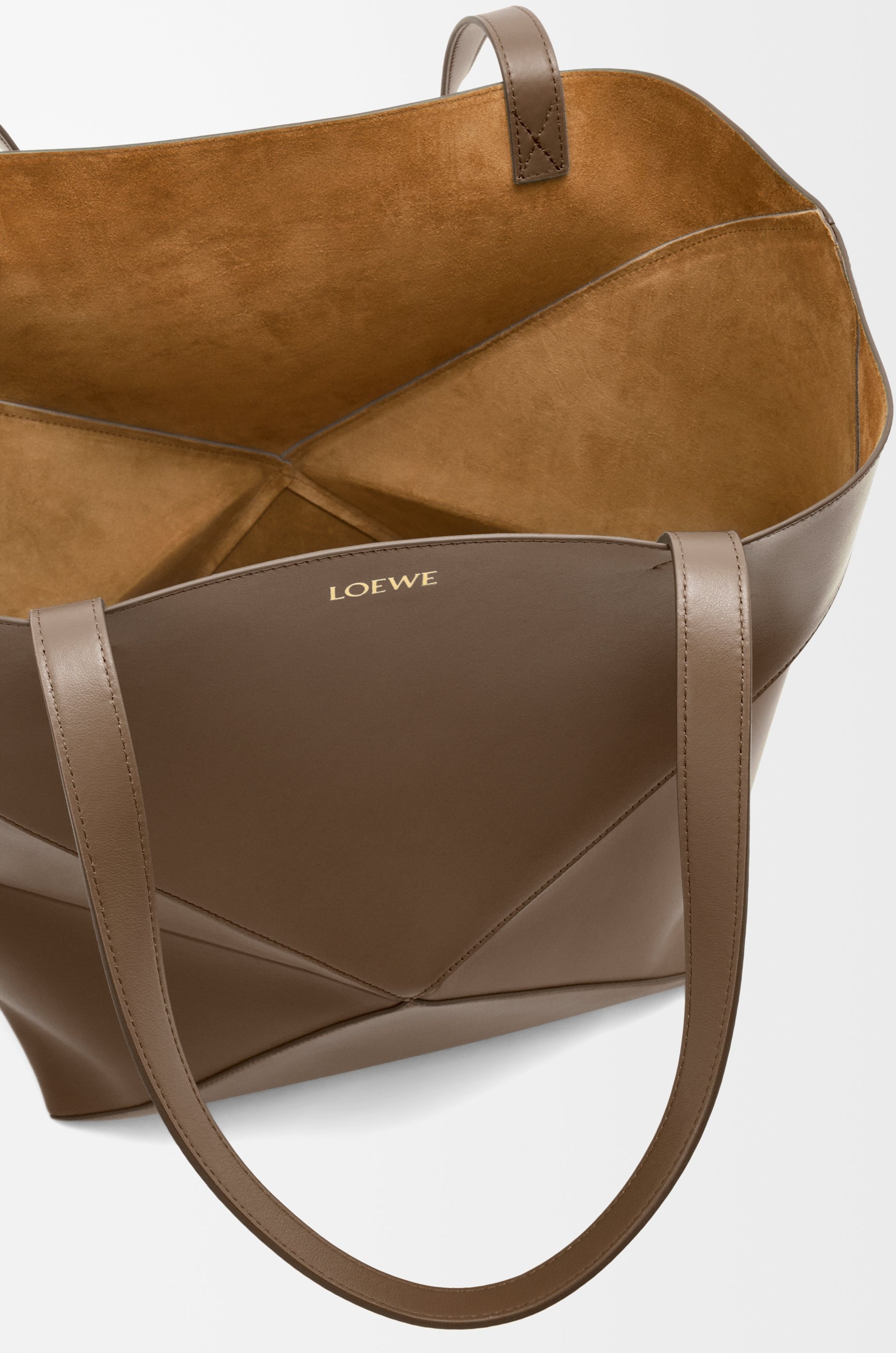 Large Puzzle Fold Tote in shiny calfskin - 7