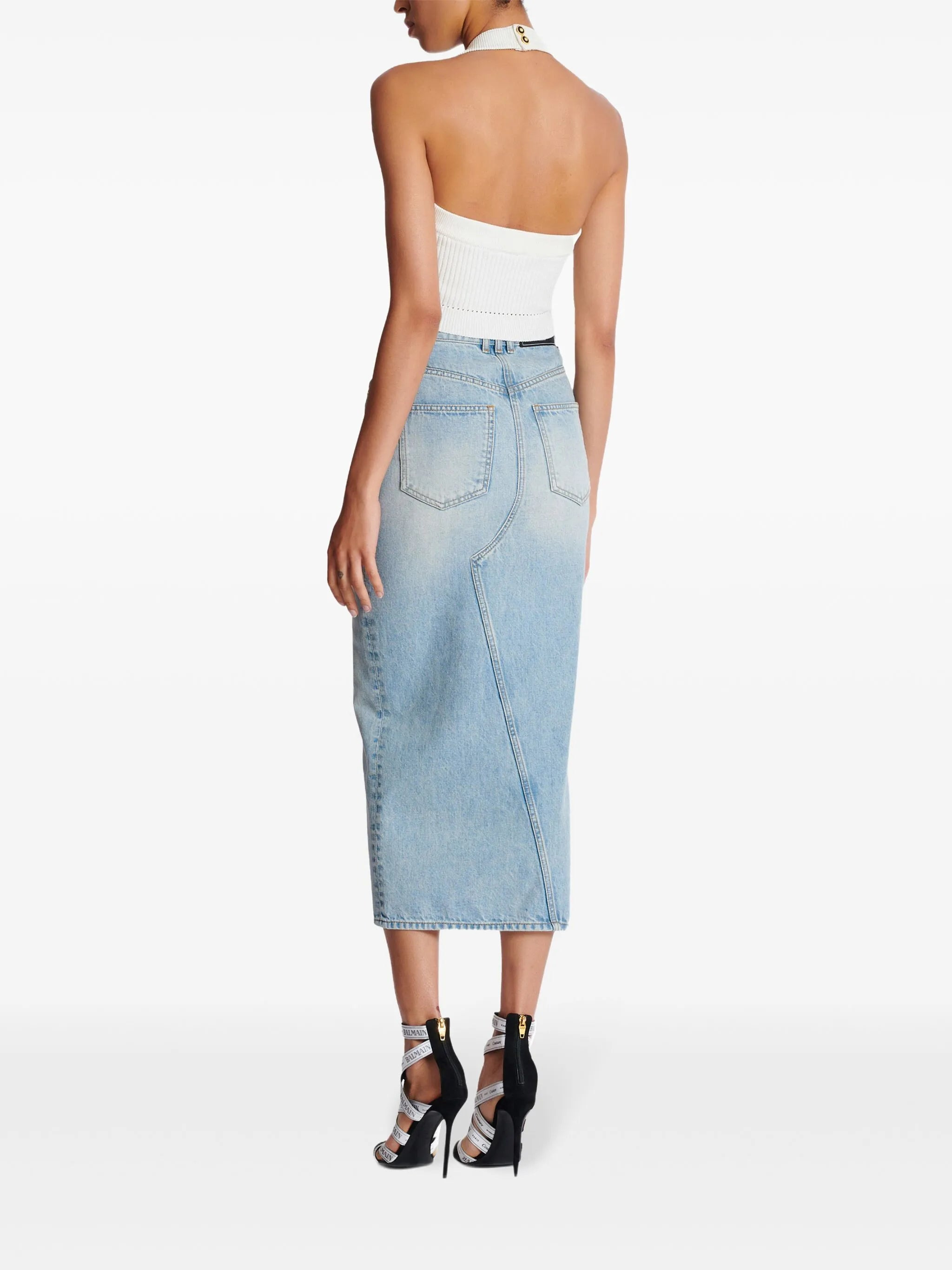 ribbed halterneck top - 4