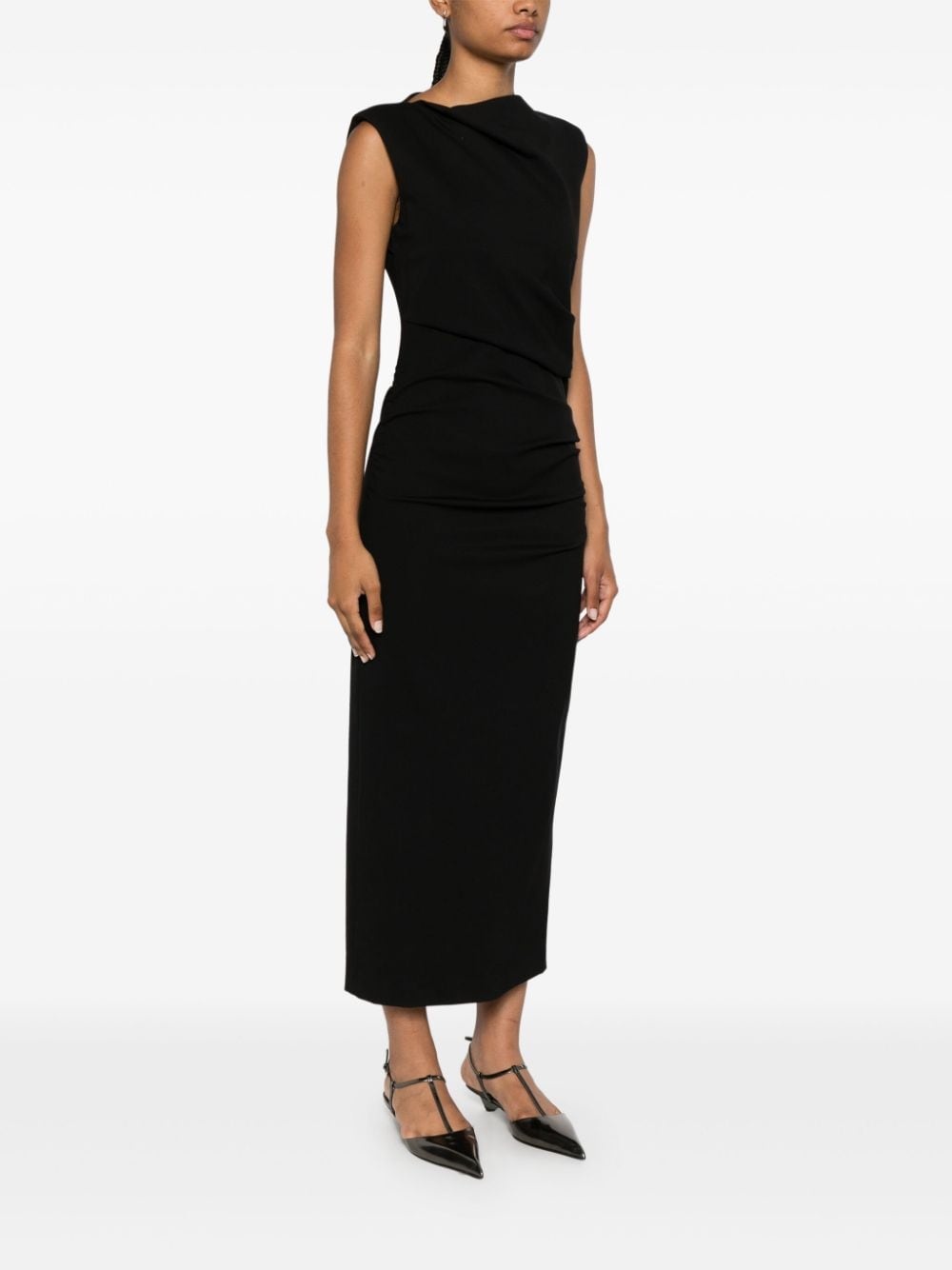 draped midi dress - 3