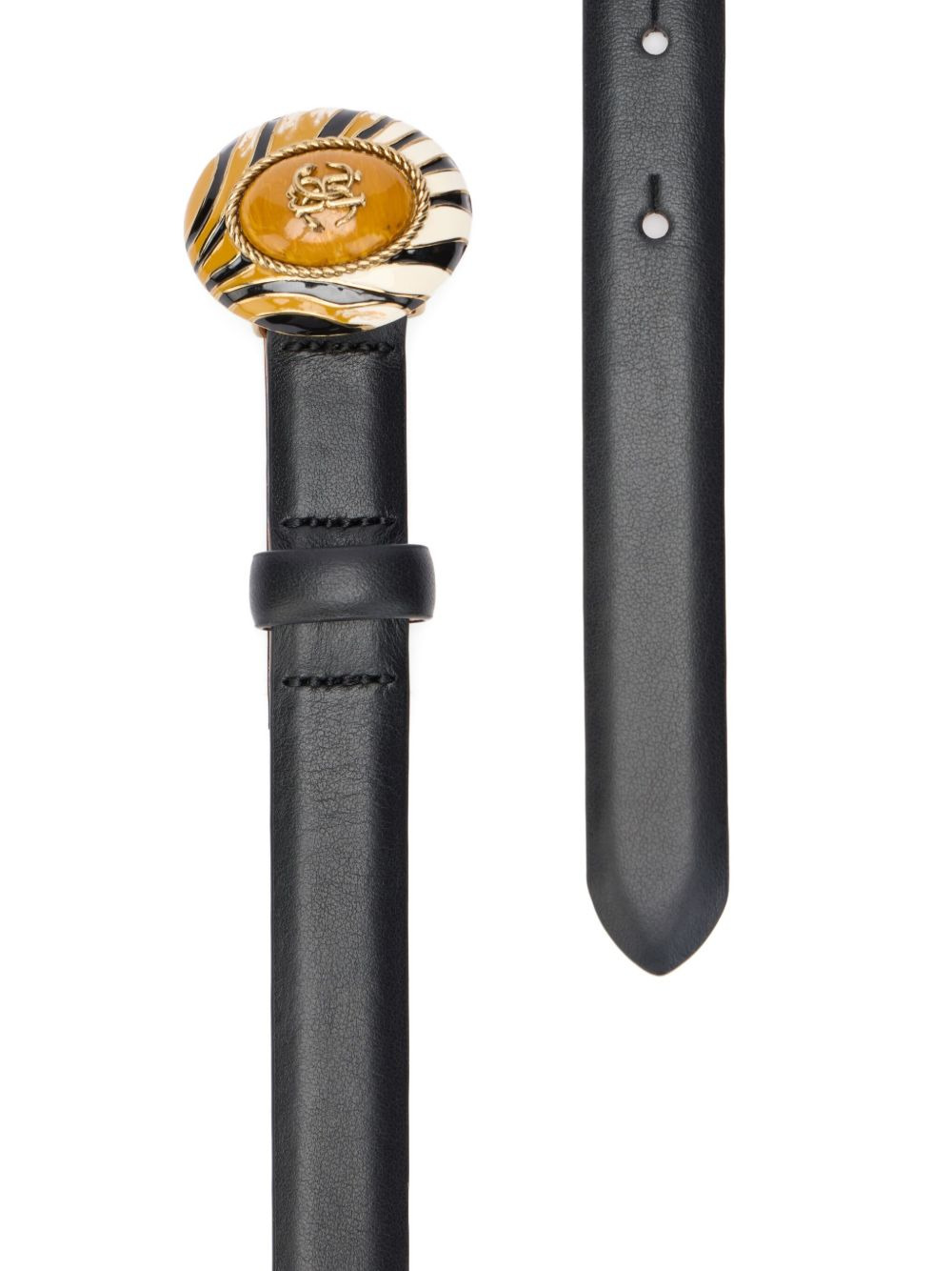 striped-embellished leather belt - 3