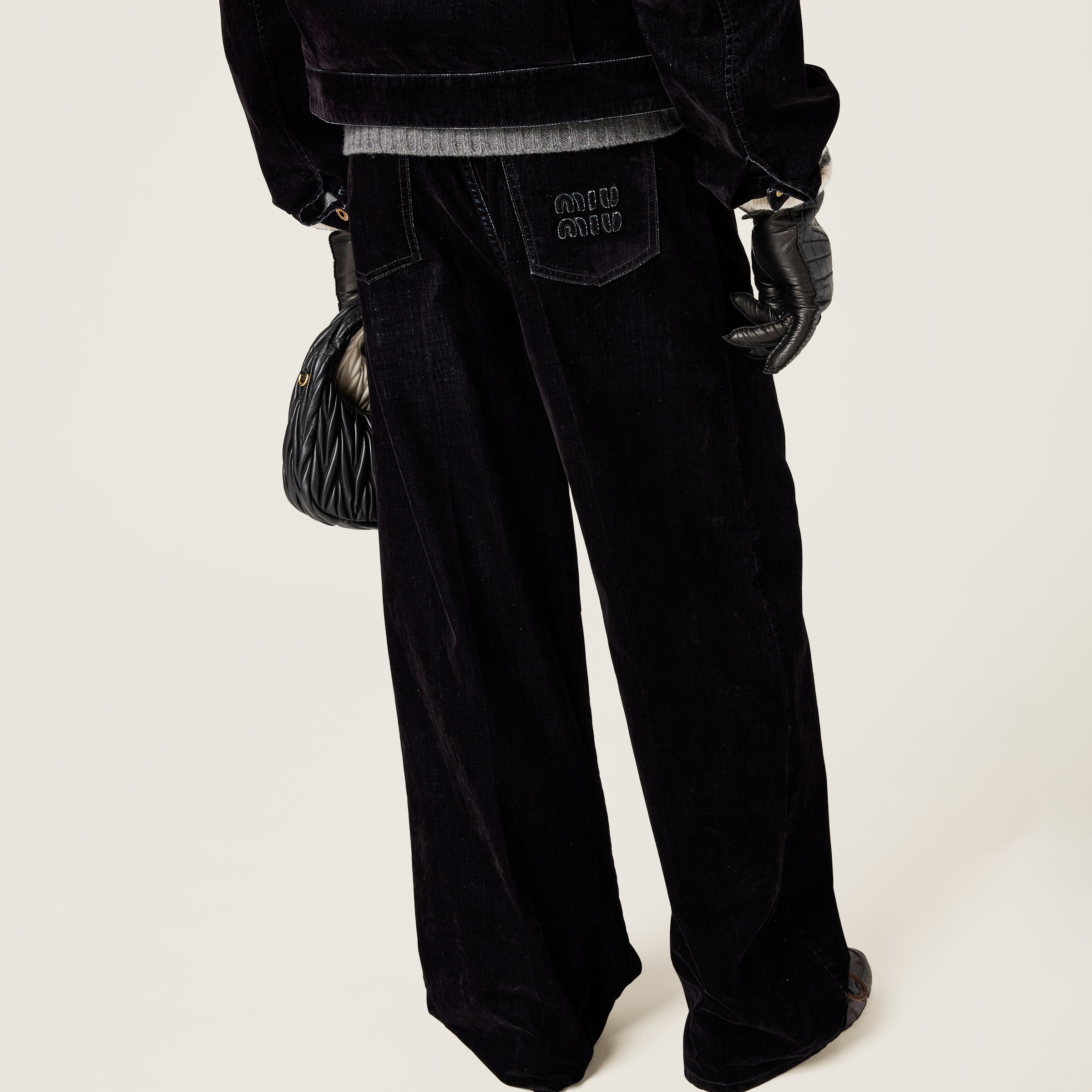Washed flocked chambray pants - 3