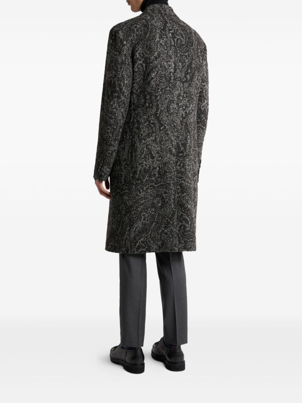 jacquard single-breasted coat - 3
