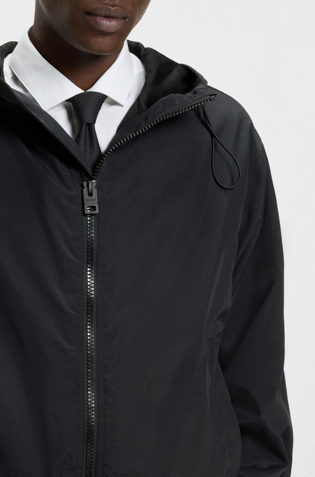 HOODED WINDBREAKER JACKET WITH MESH LINING - 5