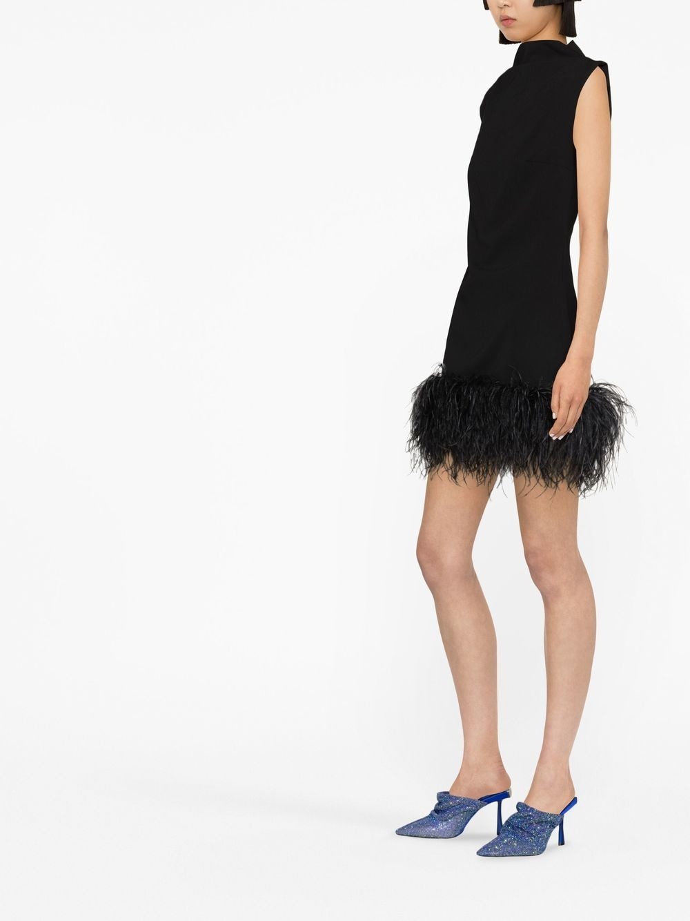 Nyx feather-trim minidress - 3