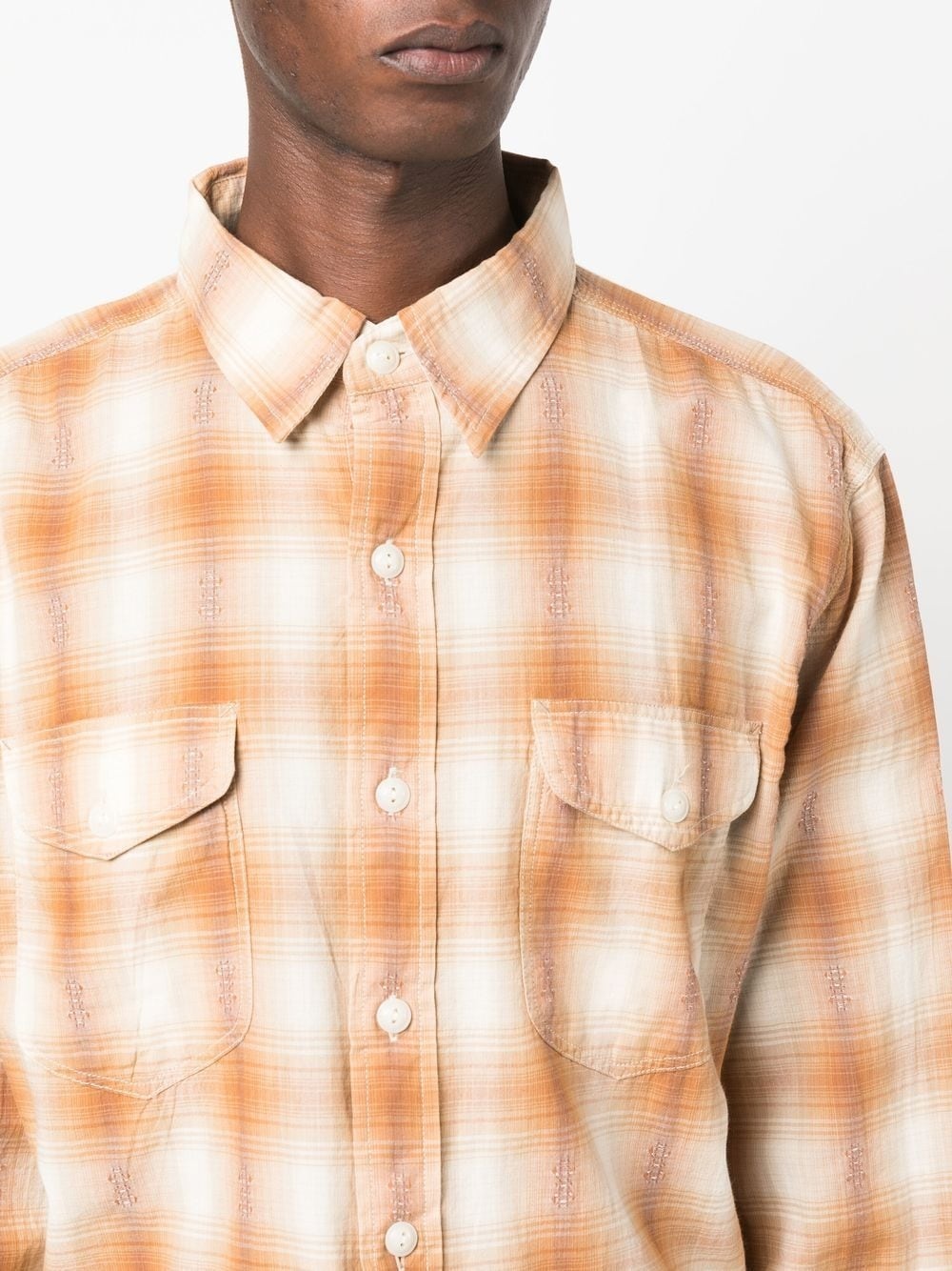 check-print long-sleeve shirt - 5
