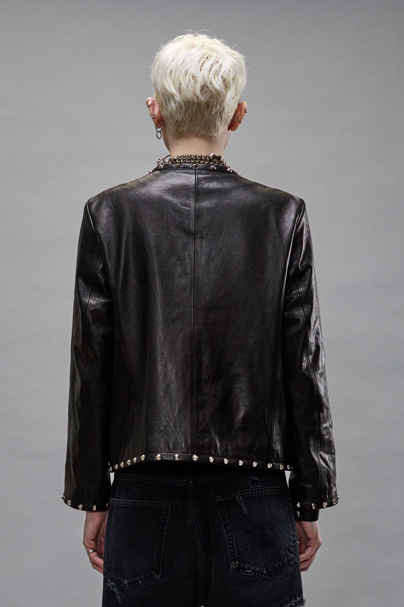 CROPPED SLOUCH JACKET - BLACK - 6