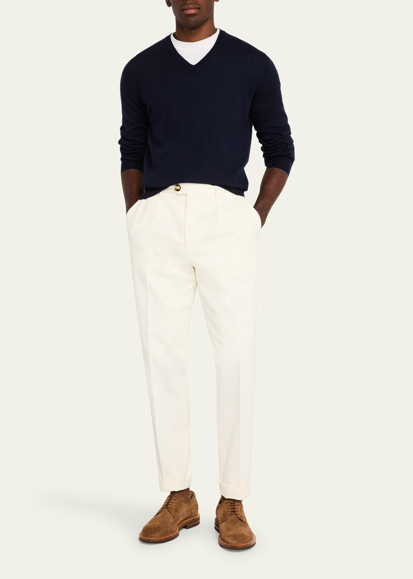 Men's Wool-Cashmere V-Neck Sweater - 2