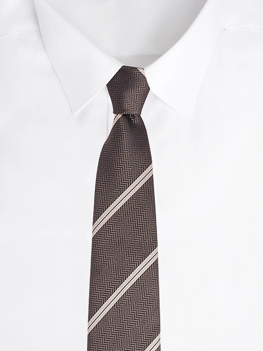 Chevron-pattern striped silk tie - 3