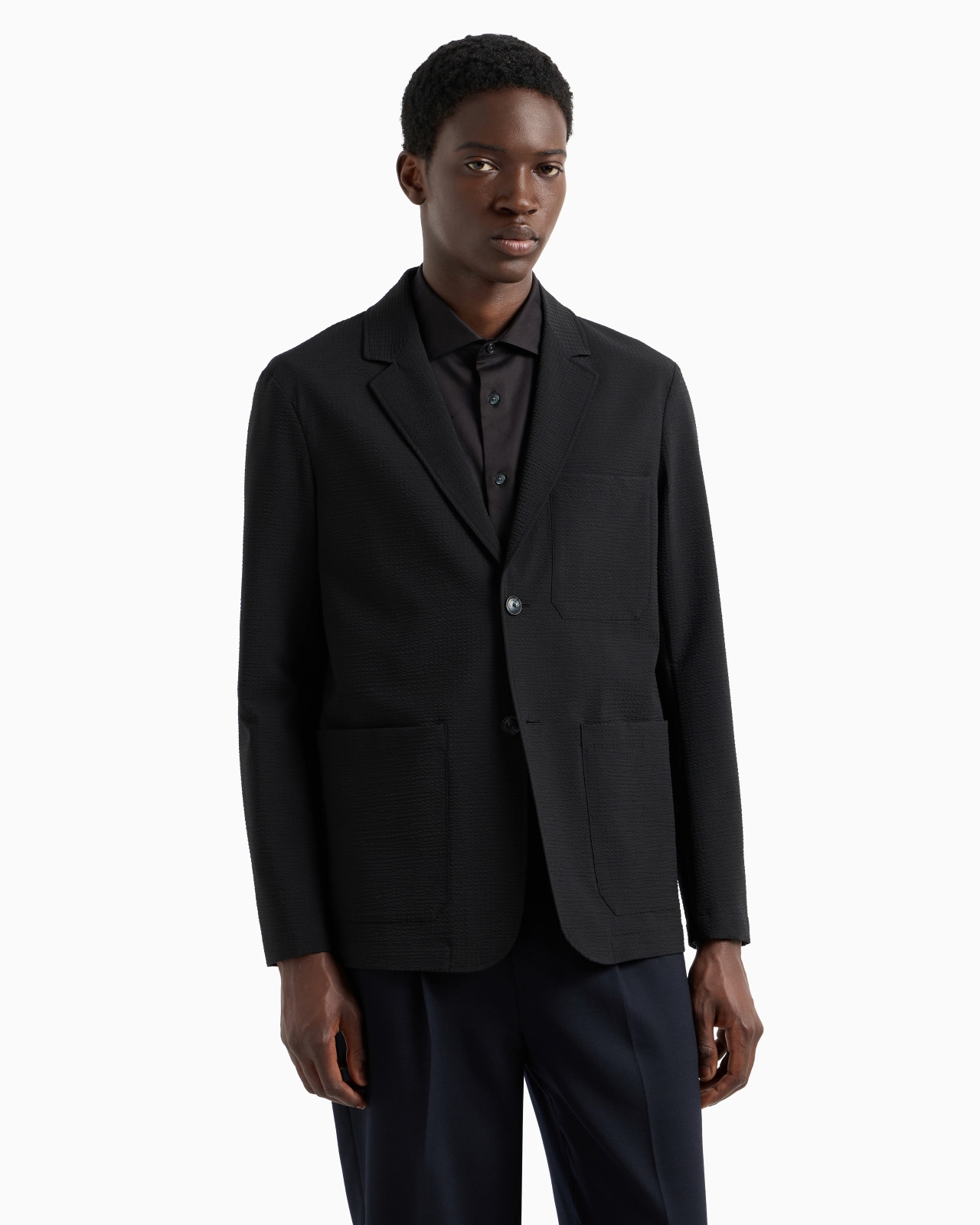 Single-breasted jacket in technical seersucker fabric - 2