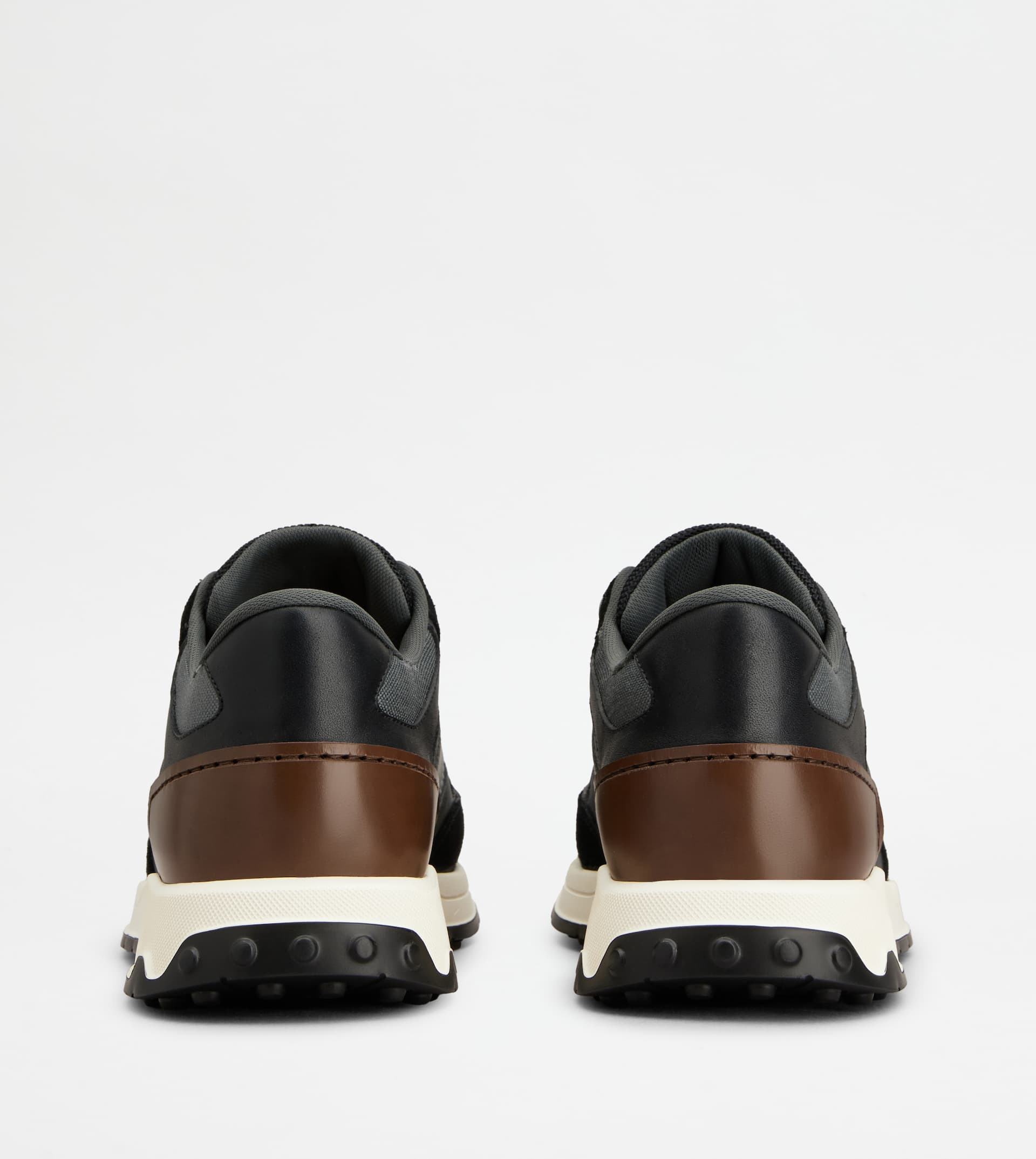 SNEAKERS IN LEATHER AND FABRIC - BLACK, GREY - 3