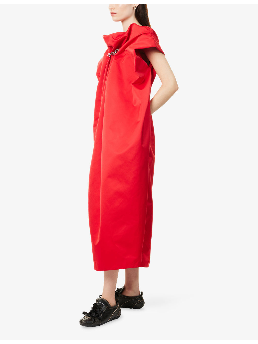 Ruched Duchess Woven Midi Dress - 3