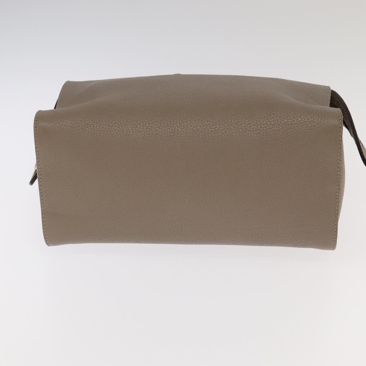 FENDI Hand Bag Leather Gray Silver - 5