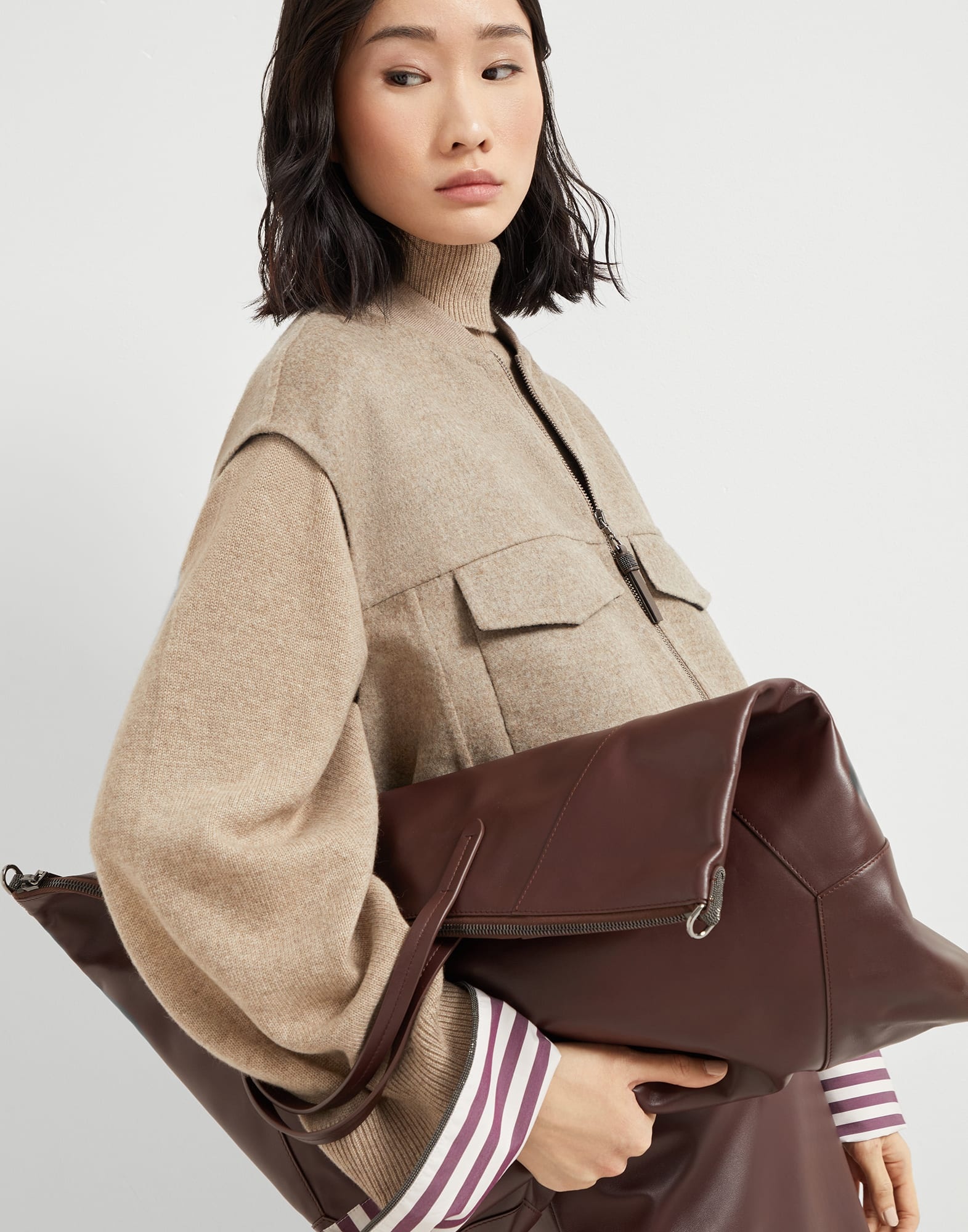 BC Duo large shopper bag in calfskin with monili - 4