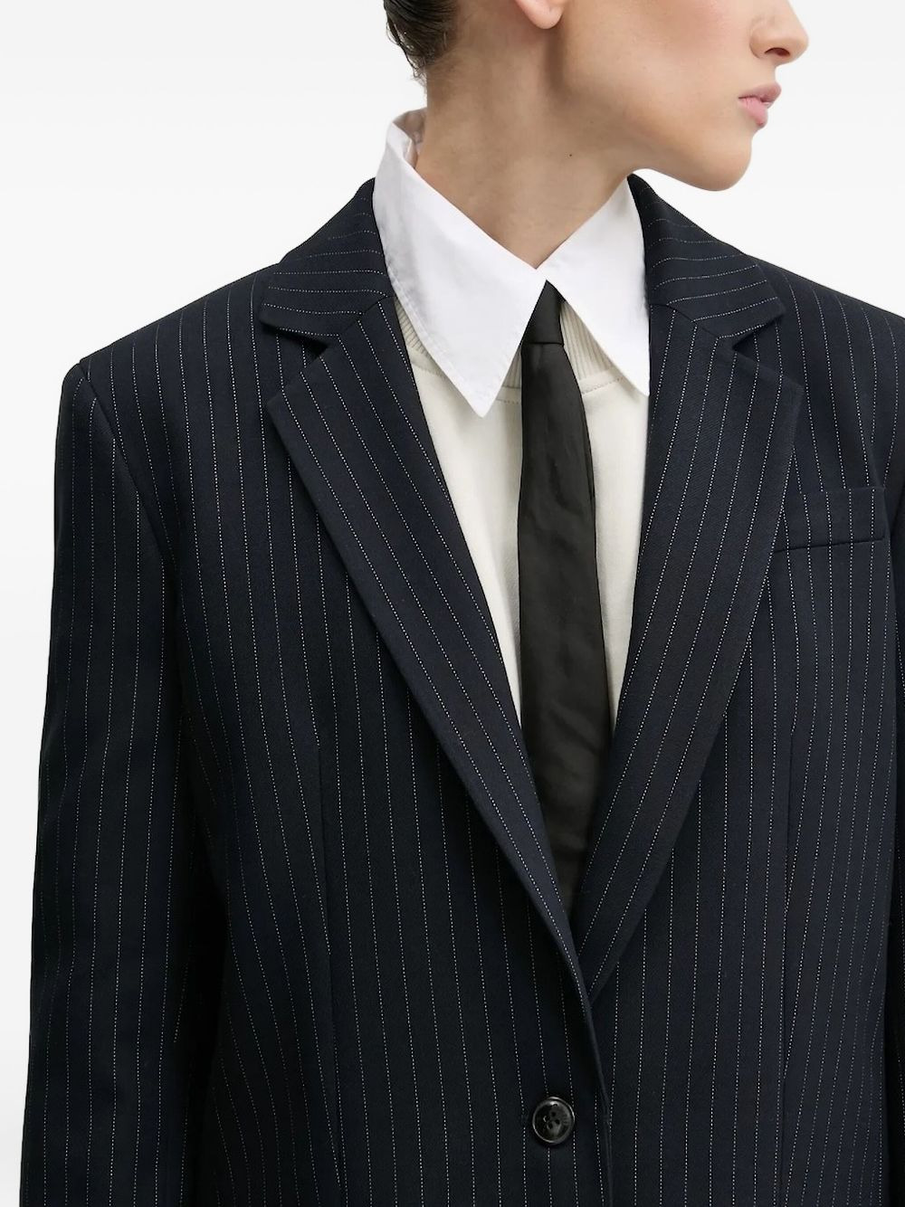 pinstripe buttoned suit jacket - 3