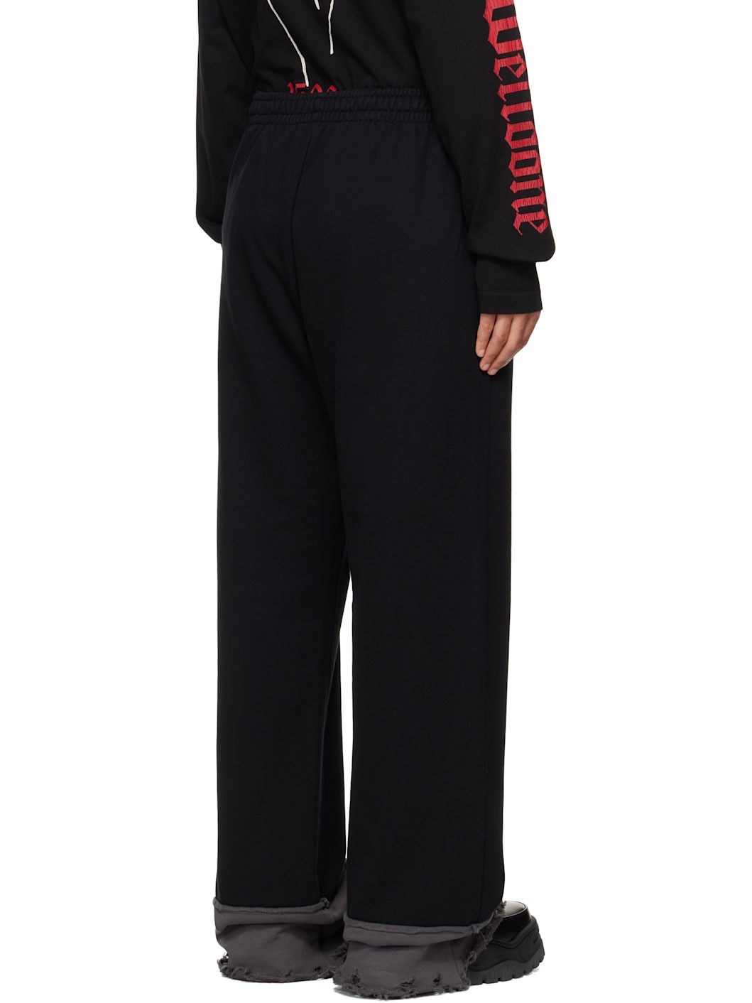 Black Destroyed Color Block Lounge Pants - 3