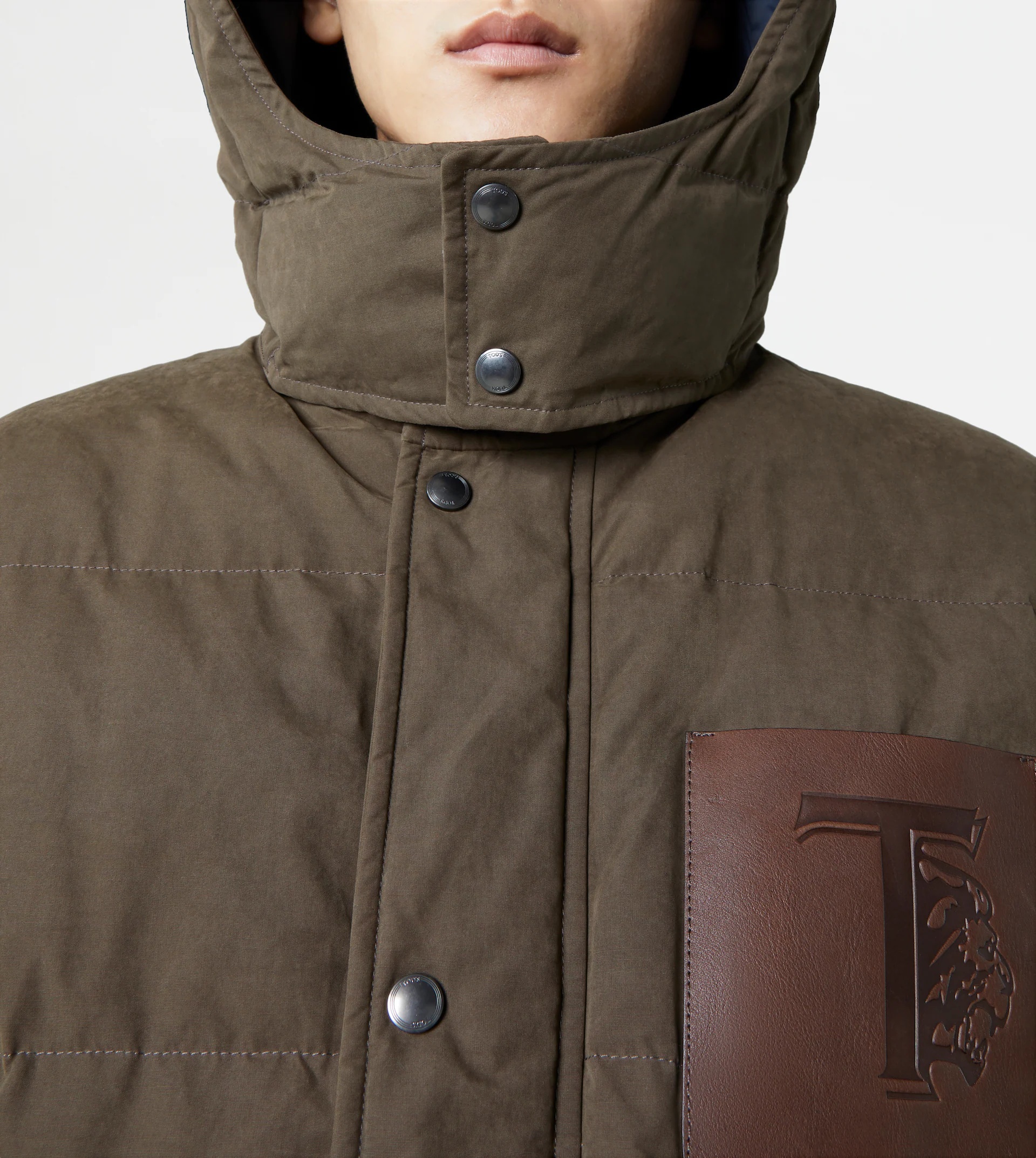 HOODED DOWN JACKET - BROWN - 5