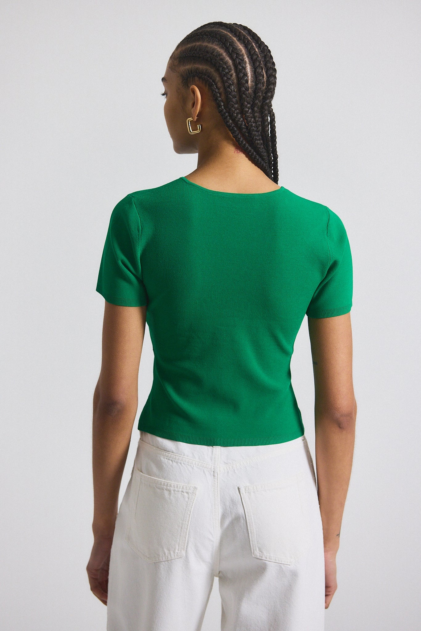 BELLE VISCOSE COMPACT KNIT TWIST FRONT SWEATER - 5
