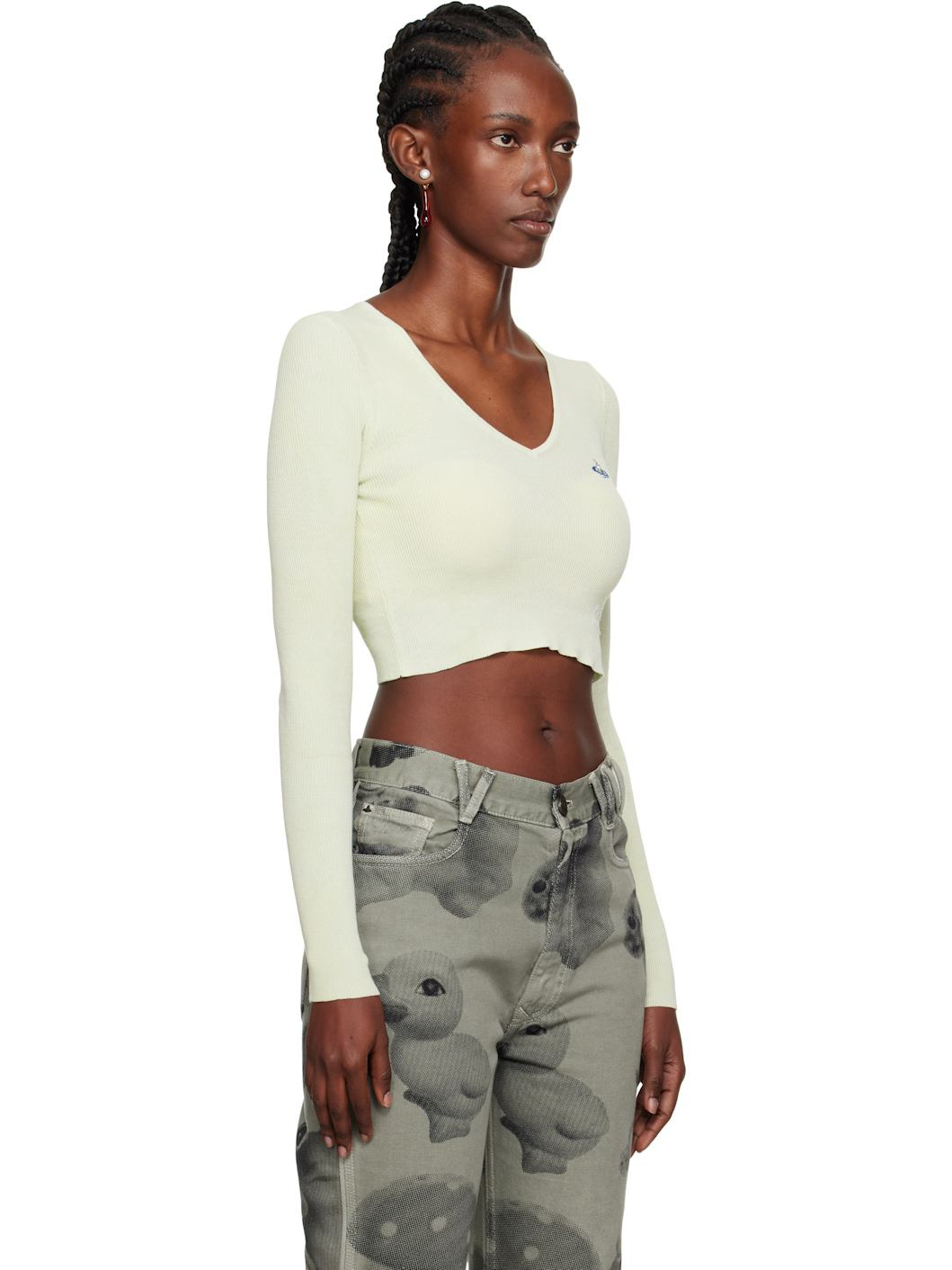 Green Bea Cropped Sweater - 2