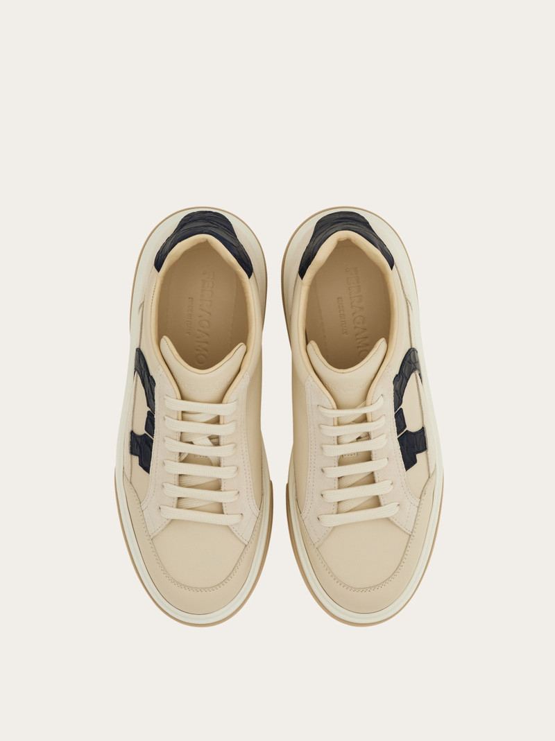 FERRAGAMO Low top sneaker with Gancini outlook