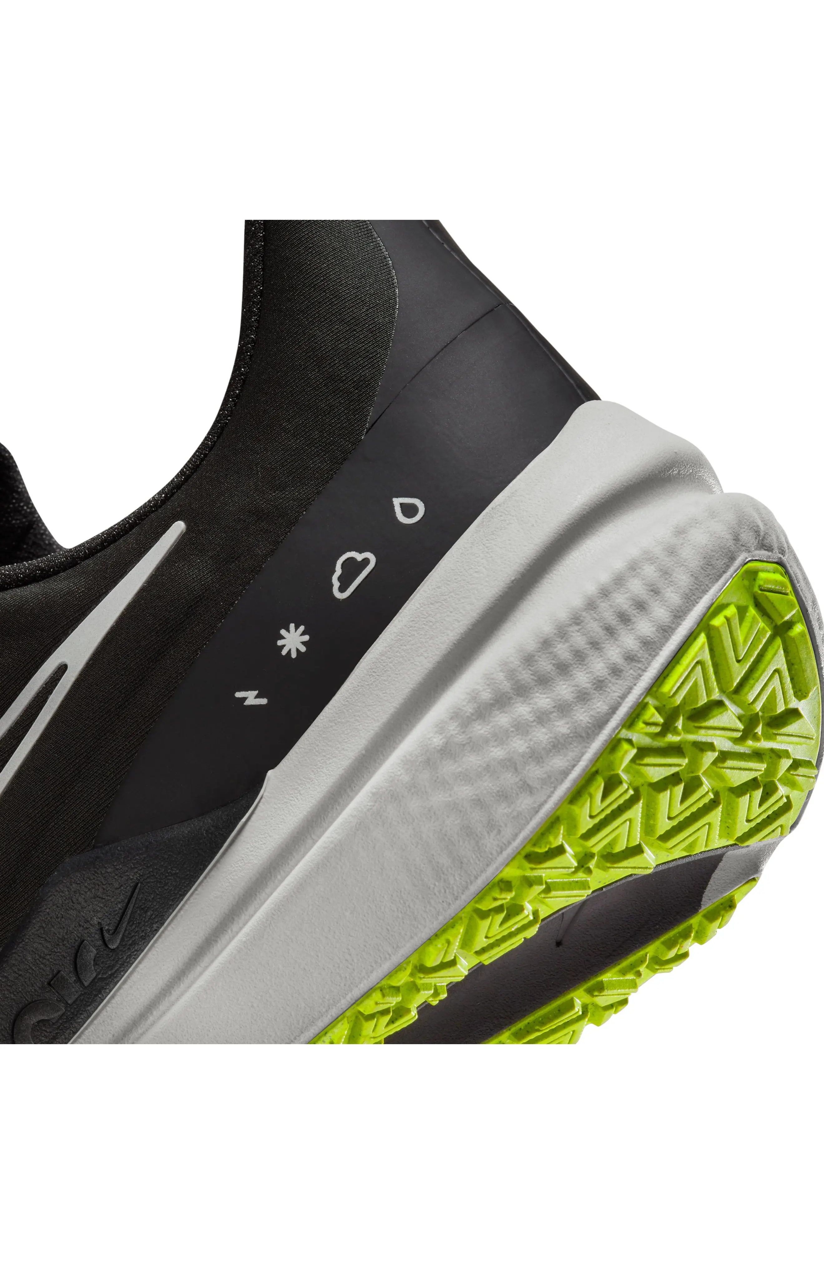 Air Winflo 9 Water Repellent Running Shoe in Black/White/Smoke Grey/Volt - 6