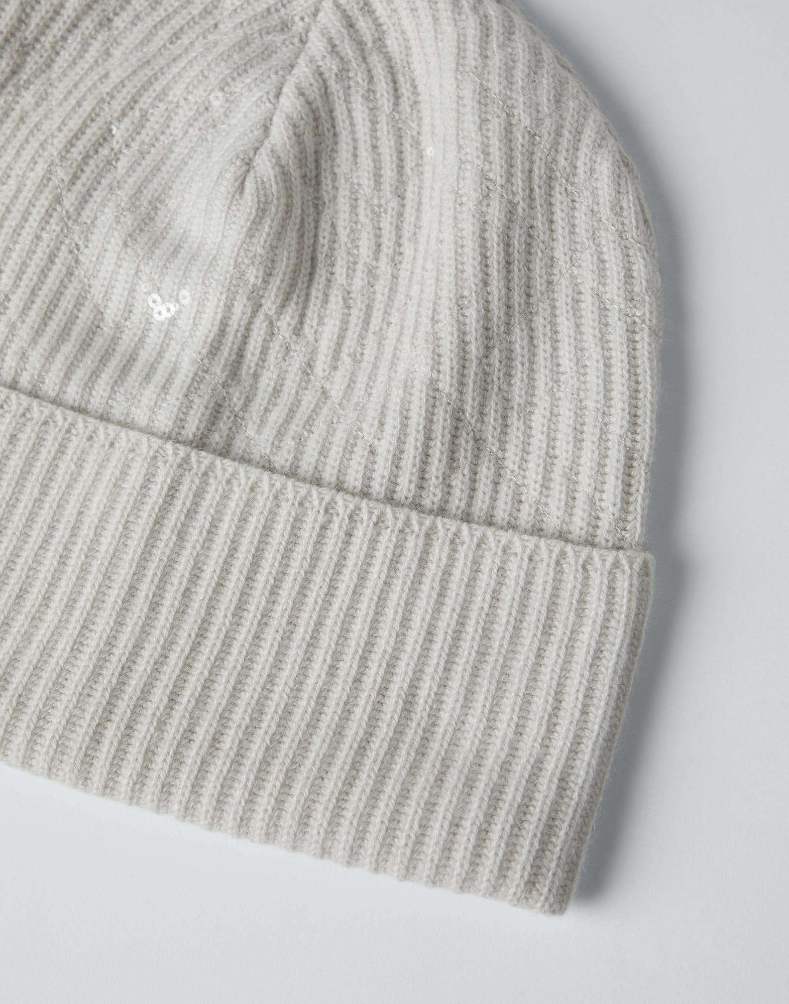 Cashmere English rib beanie with dazzling embroidery - 2
