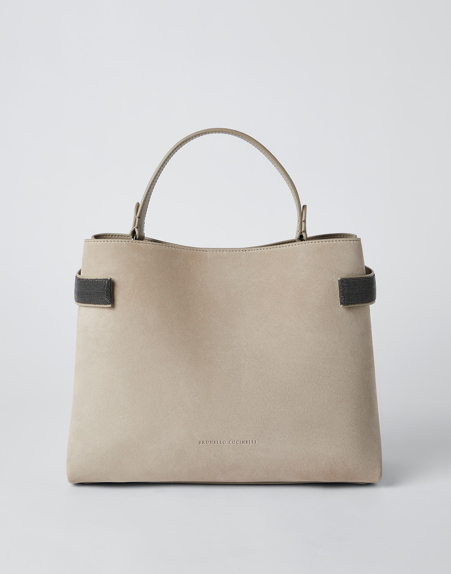 Brunello Cucinelli Suede bag with precious bands | REVERSIBLE