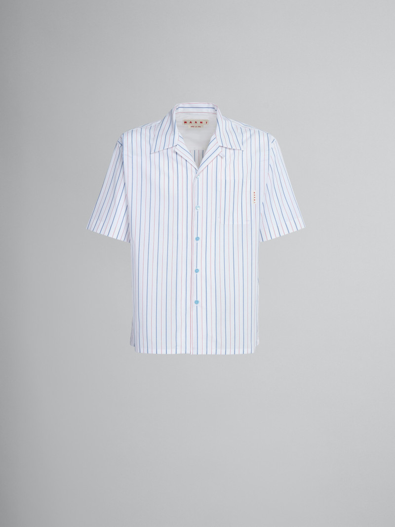 BOWLING SHIRT IN WHITE STRIPED BIO POPLIN 1